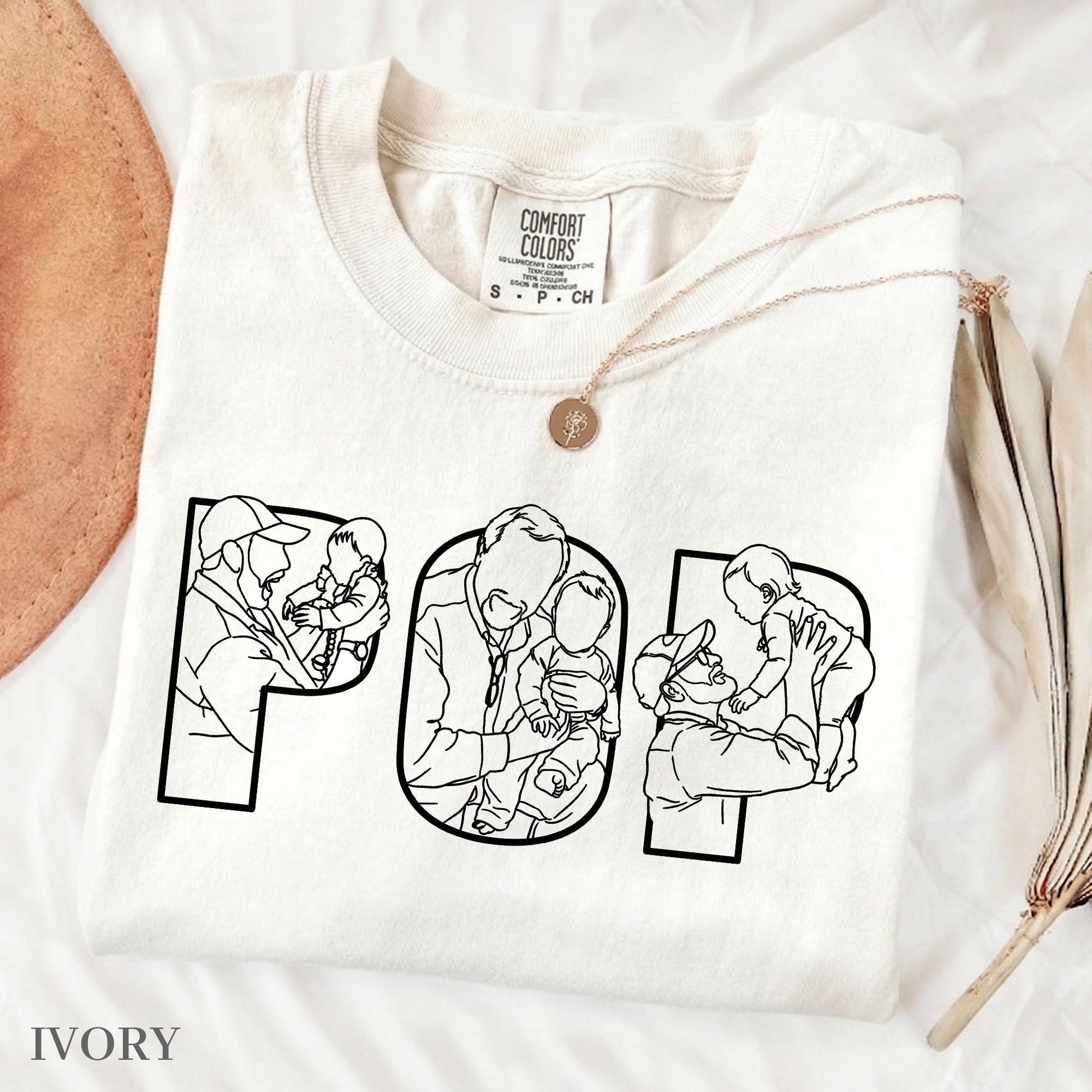 Custom Grandpa Portrait Shirt, Pop Shirt With Kids Photo, Fathers Day Shirt Gift for Dad, Grandparent