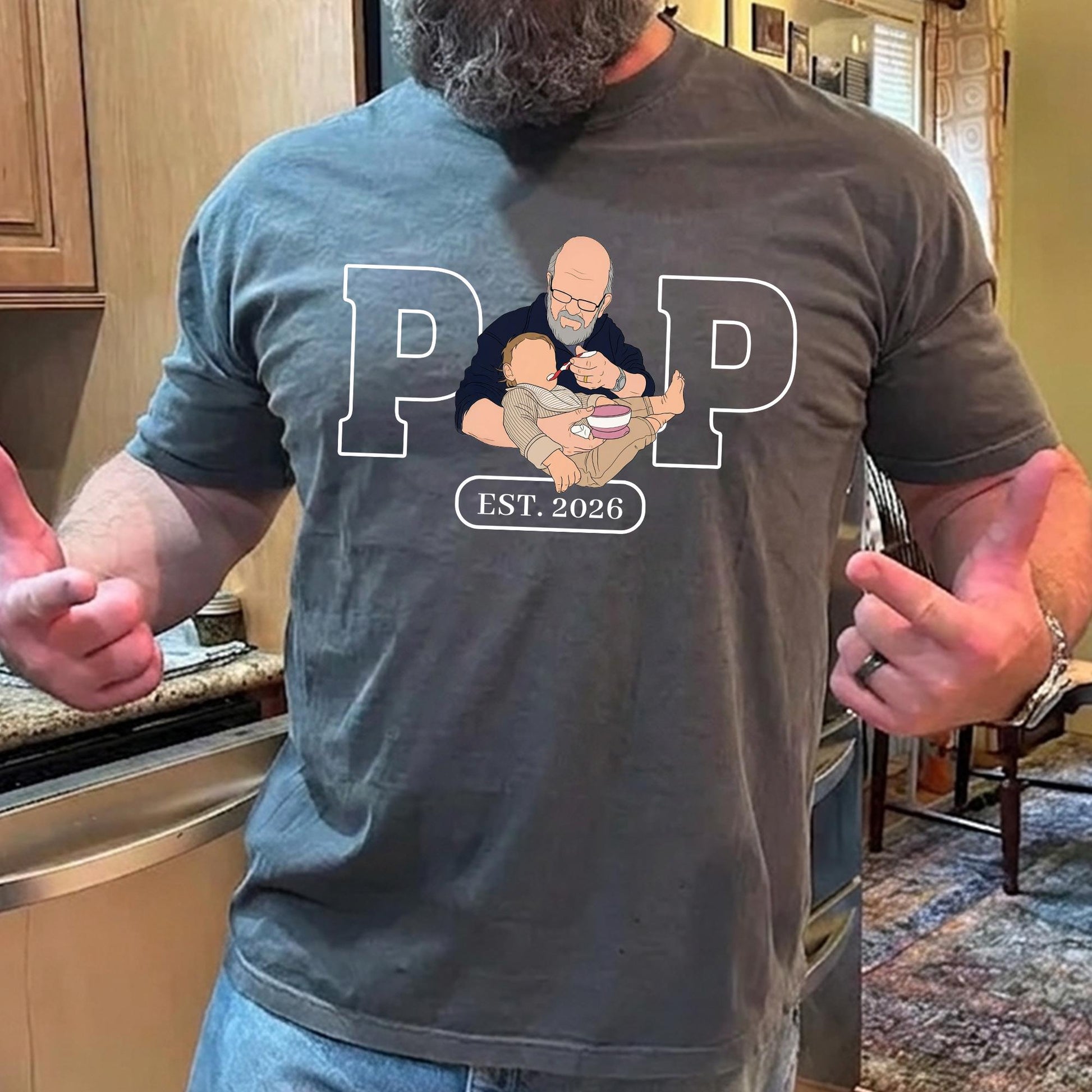 Custom Grandpa Shirt, Pop Shirt With Kid Photo, New Grandfather T-Shirt, Fathers Day Shirt Gift for Dad, Grandad Gift from New Baby