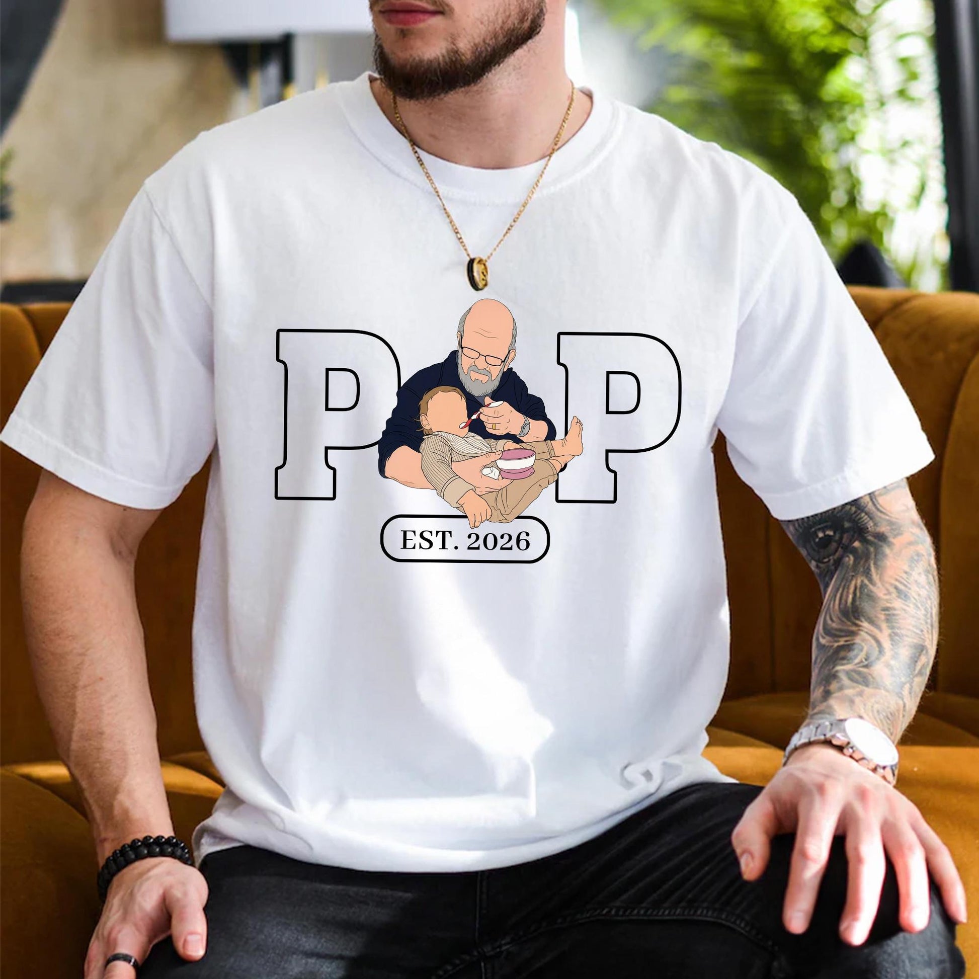 Custom Grandpa Shirt, Pop Shirt With Kid Photo, New Grandfather T-Shirt, Fathers Day Shirt Gift for Dad, Grandad Gift from New Baby