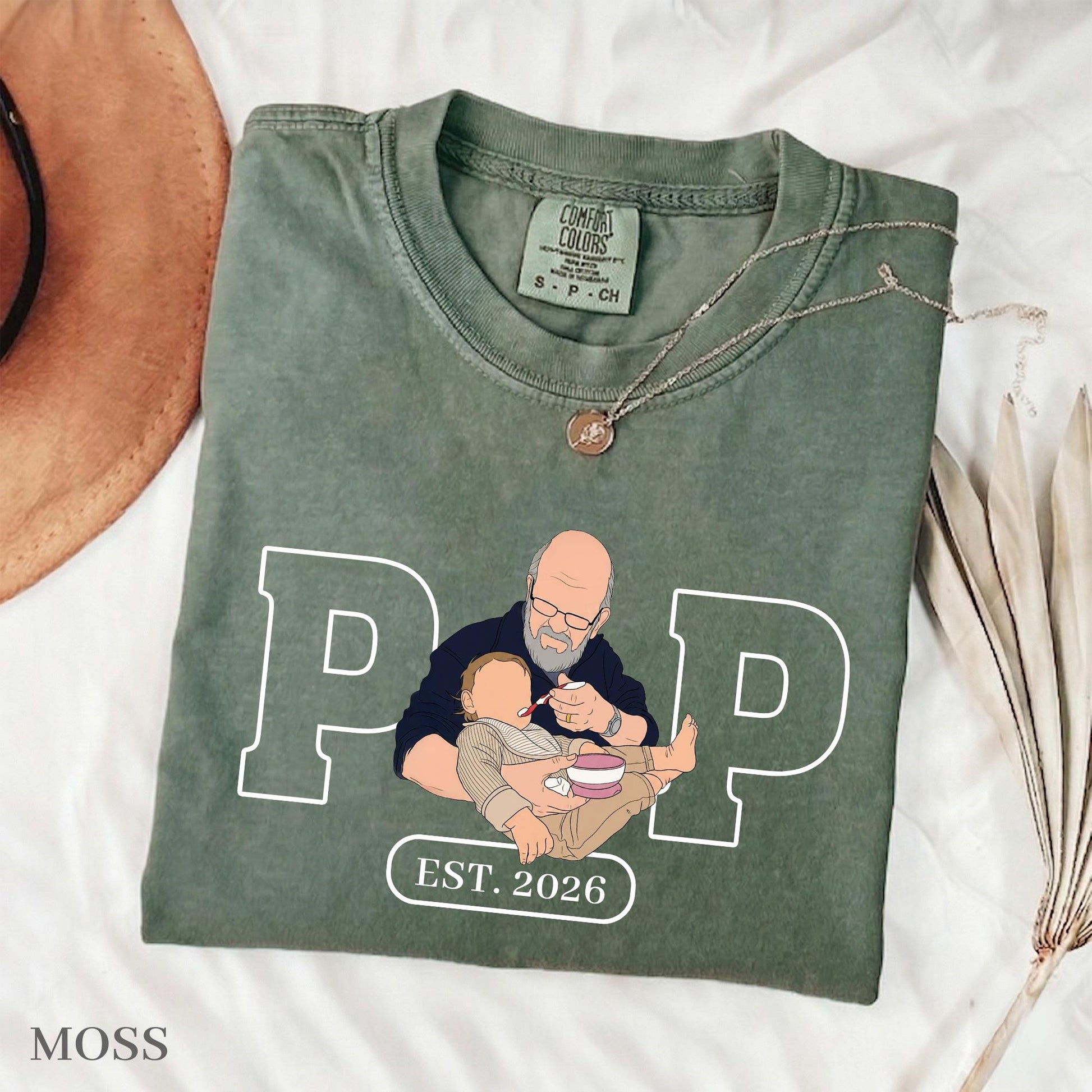 Custom Grandpa Shirt, Pop Shirt With Kid Photo, New Grandfather T-Shirt, Fathers Day Shirt Gift for Dad, Grandad Gift from New Baby