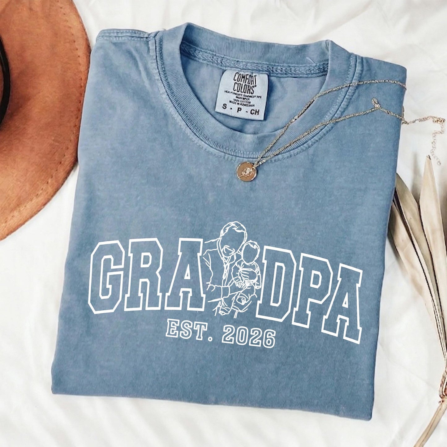 Personalized Grandpa Shirt, Grandfather Portrait From Photo Shirt, Fathers Day Shirt Gift for Dad, Grandad Birthday Present