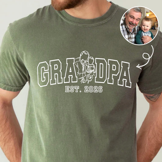 Personalized Grandpa Shirt, Grandfather Portrait From Photo Shirt, Fathers Day Shirt Gift for Dad, Grandad Birthday Present