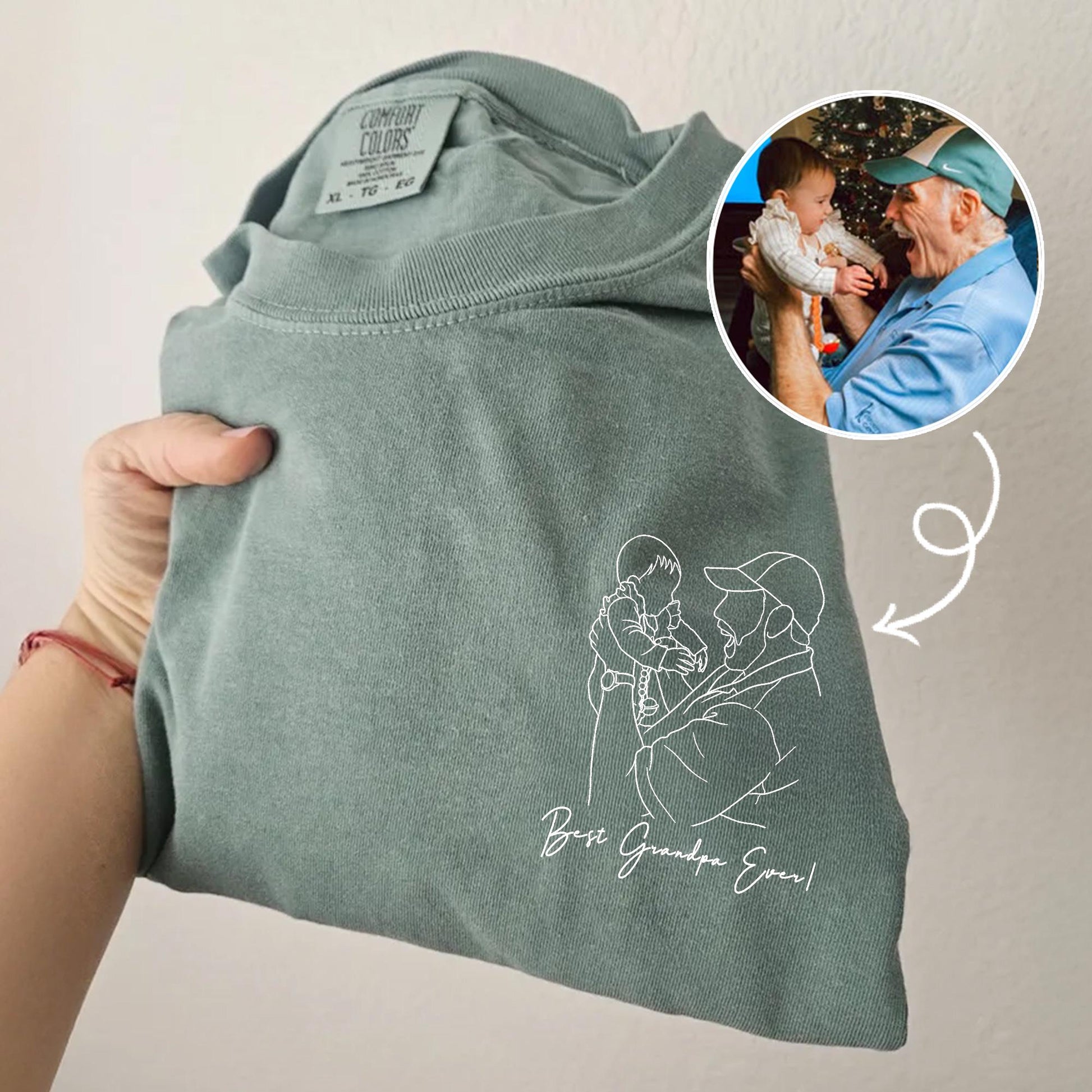 Personalized Grandpa Shirt, Custom Grandpa Photo T-Shirt, Father's Day Gift for Dad, Grandfather Birthday Gift from New Baby