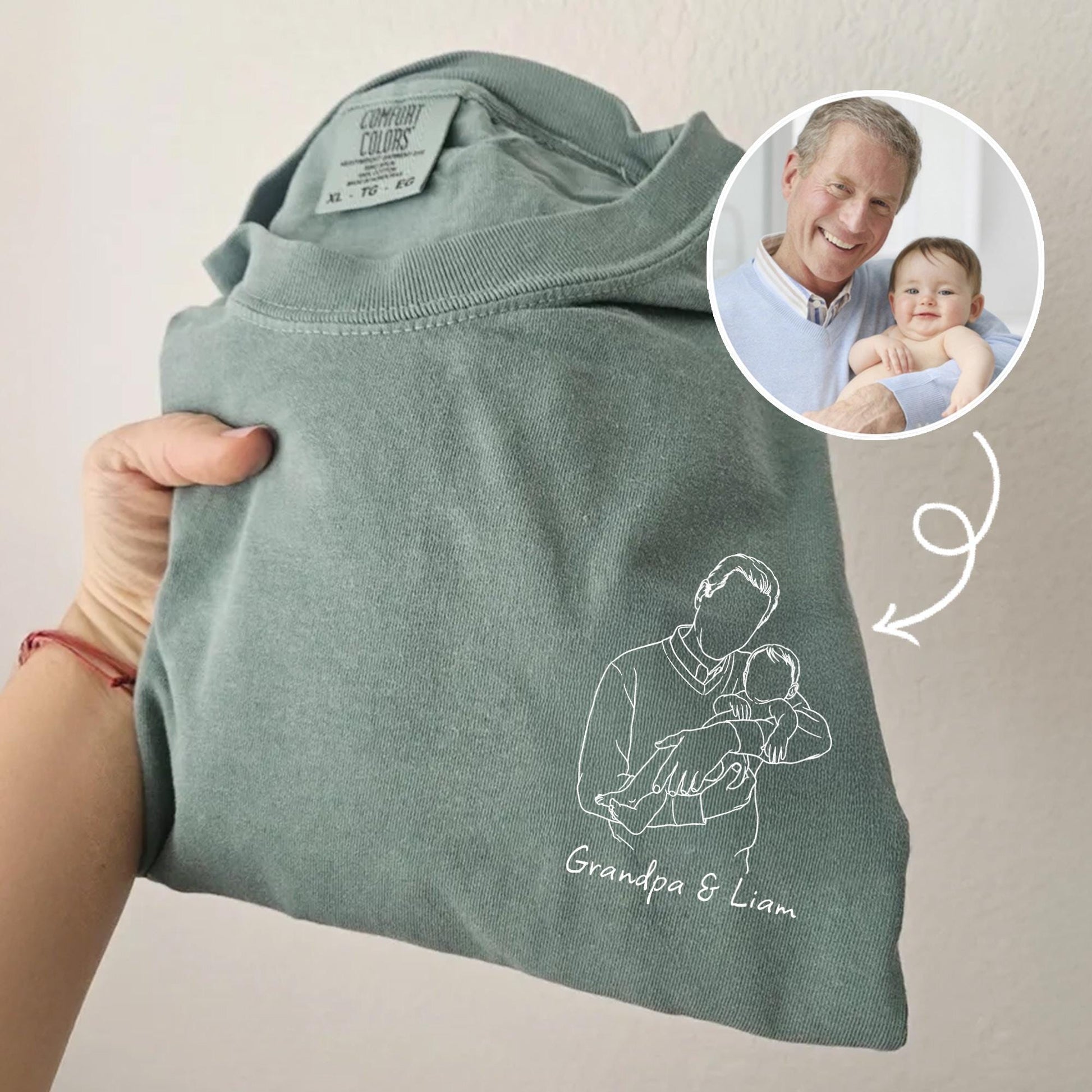 Custom Grandpa Portrait Shirt, Grandfather Photo Shirt, Fathers Day Shirt Gift for Dad, Grandad, New Grandparent Gift from Grandkids
