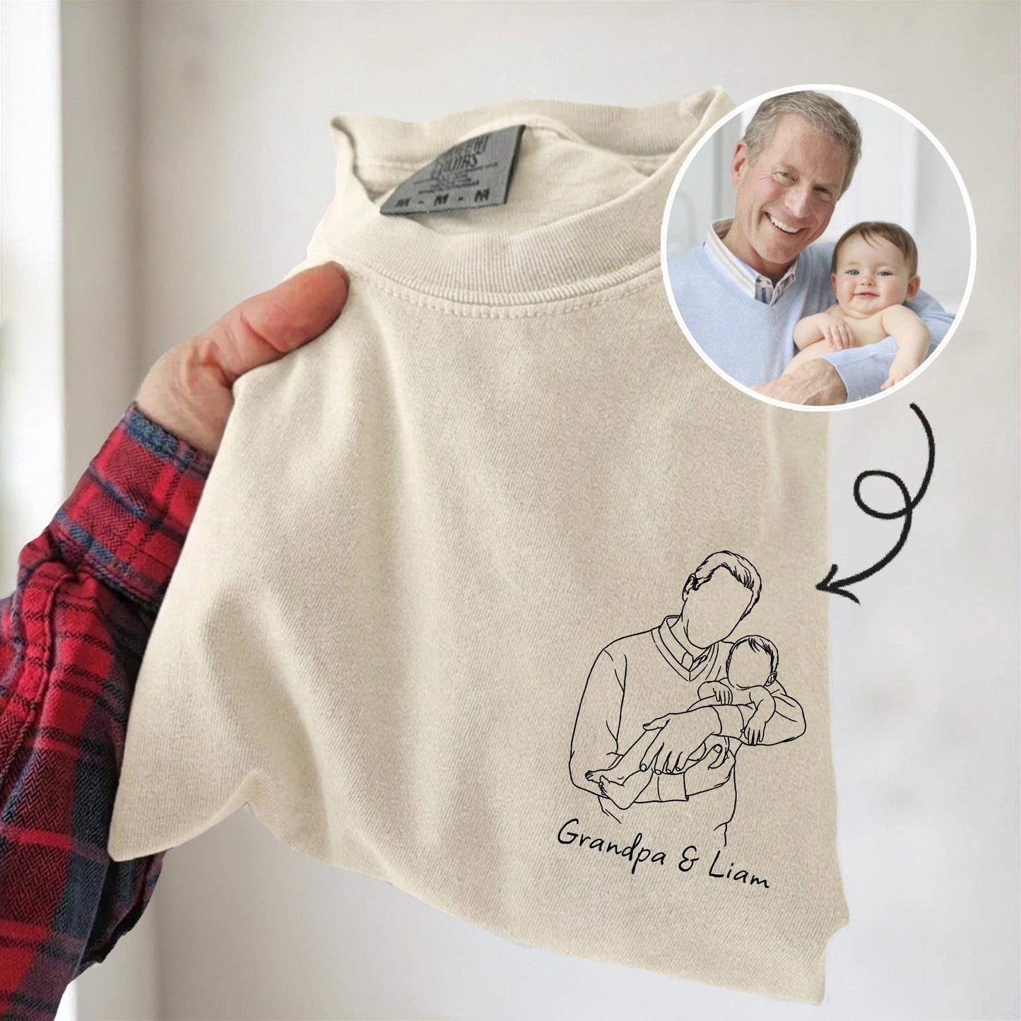 Custom Grandpa Portrait Shirt, Grandfather Photo Shirt, Fathers Day Shirt Gift for Dad, Grandad, New Grandparent Gift from Grandkids