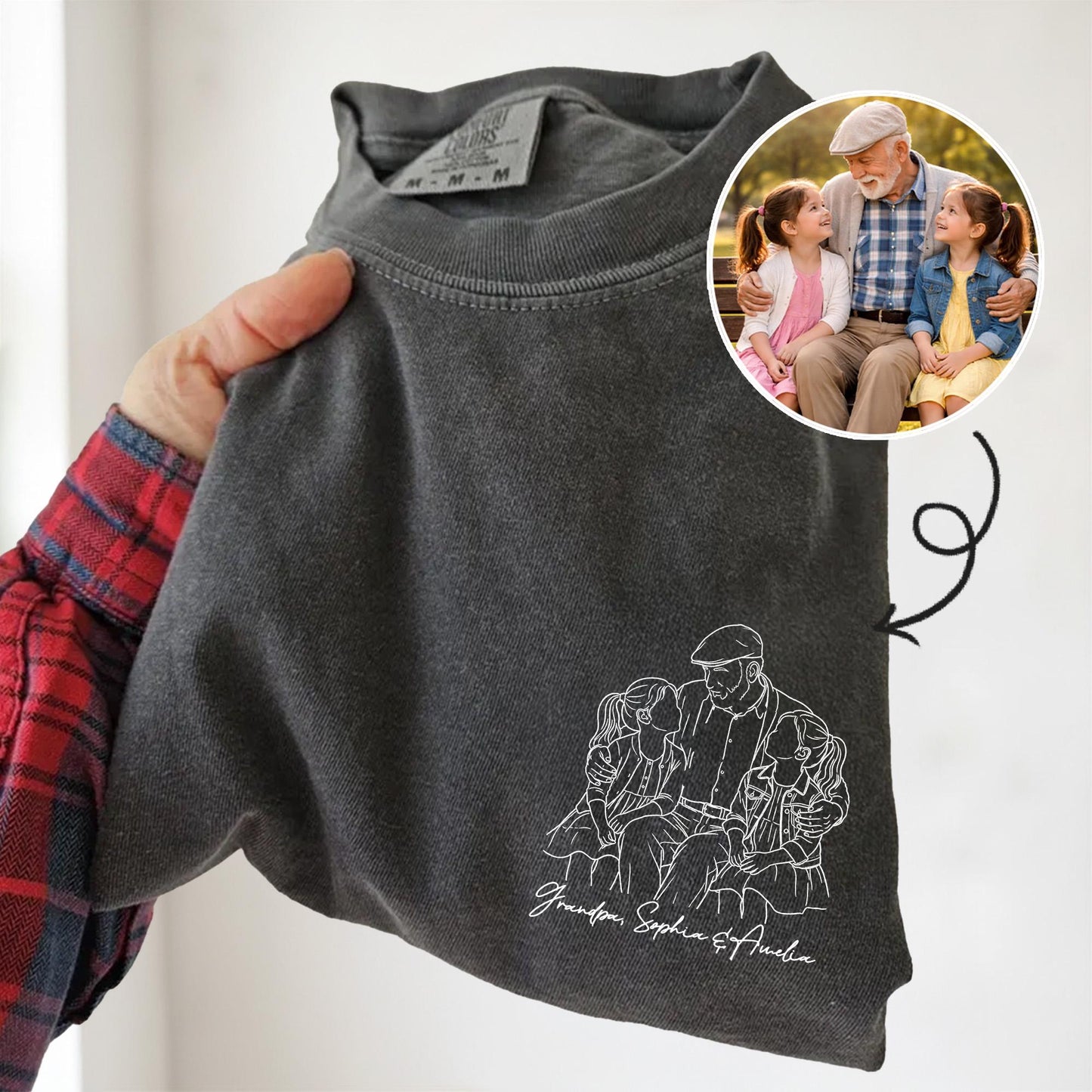 Personalized Grandpa Shirt, Grandfather Shirt Gift from Grandkids, Custom Photo Grandpa Portrait