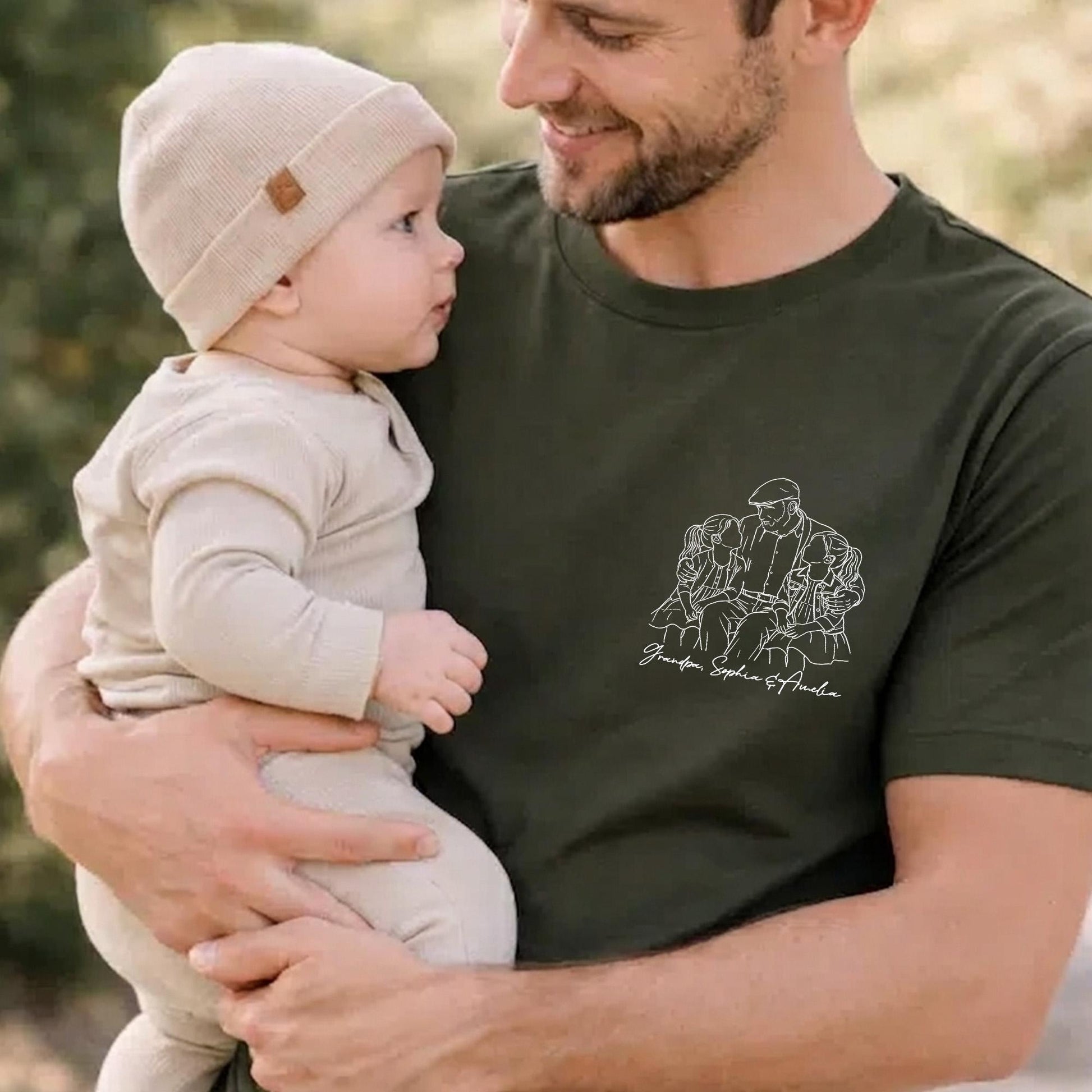 Personalized Grandpa Shirt, Grandfather Shirt Gift from Grandkids, Custom Photo Grandpa Portrait