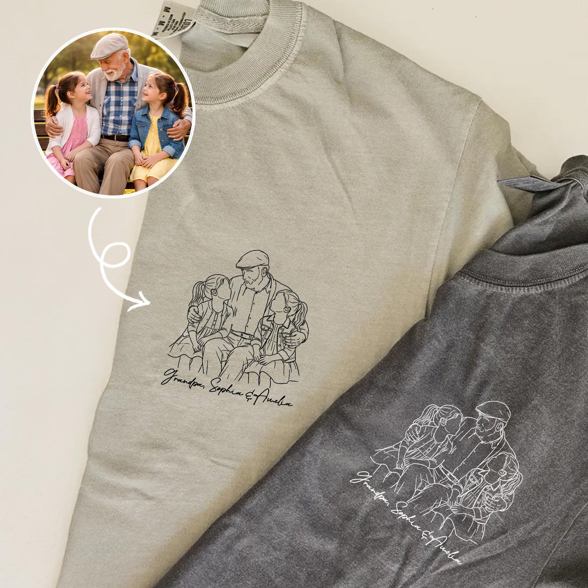 Personalized Grandpa Shirt, Grandfather Shirt Gift from Grandkids, Custom Photo Grandpa Portrait