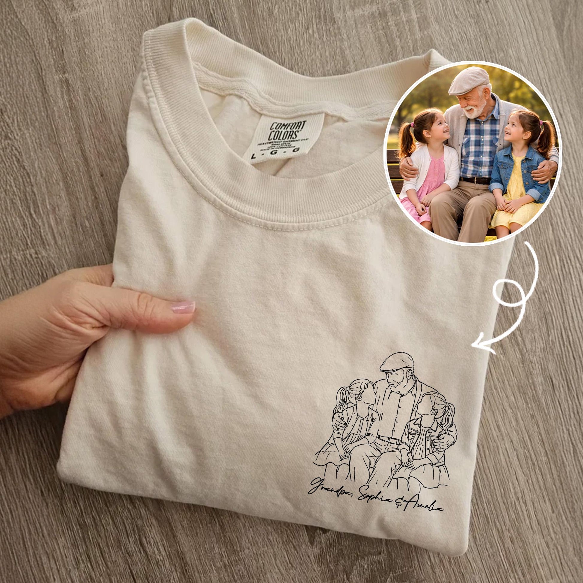 Personalized Grandpa Shirt, Grandfather Shirt Gift from Grandkids, Custom Photo Grandpa Portrait