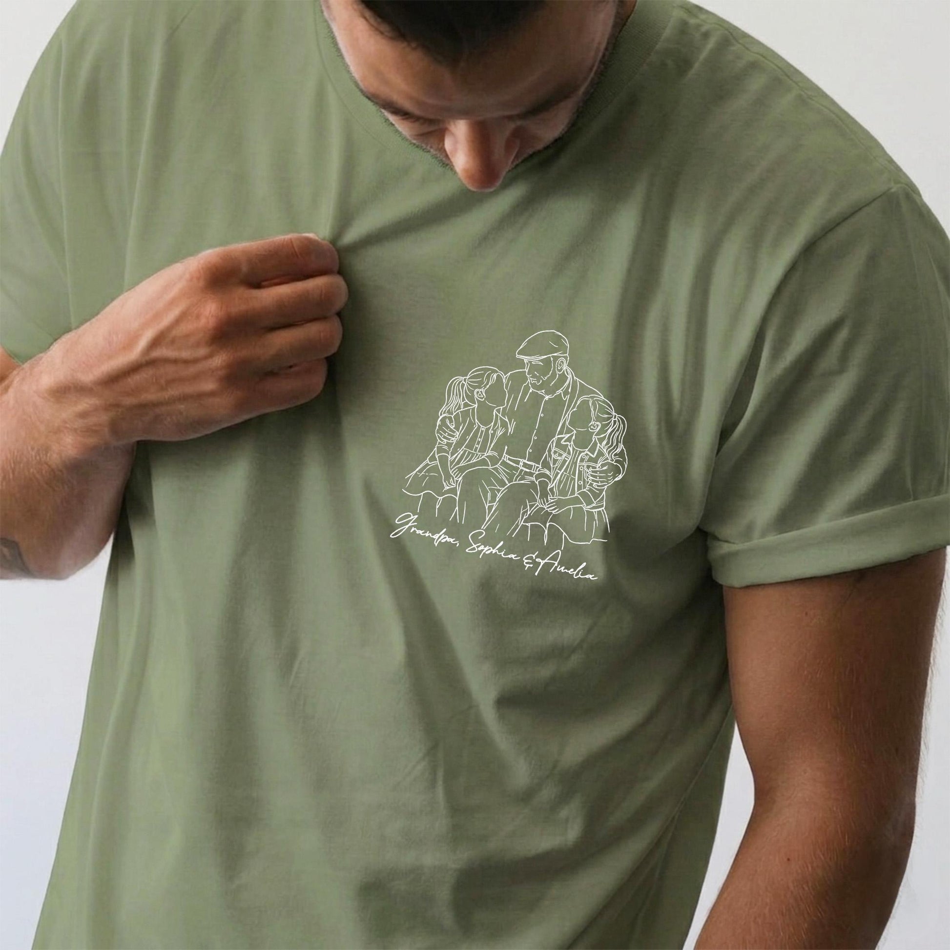 Personalized Grandpa Shirt, Grandfather Shirt Gift from Grandkids, Custom Photo Grandpa Portrait