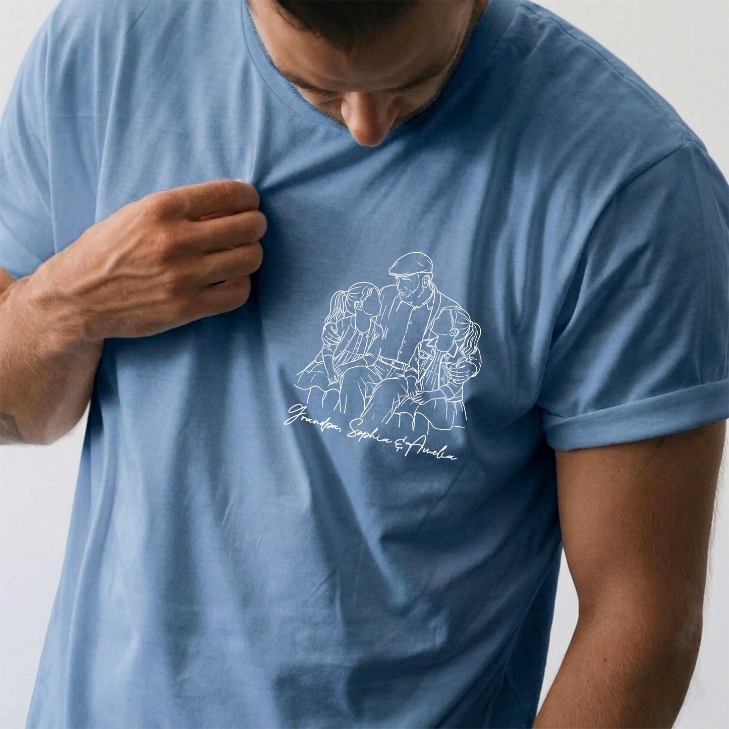 Personalized Grandpa Shirt, Grandfather Shirt Gift from Grandkids, Custom Photo Grandpa Portrait
