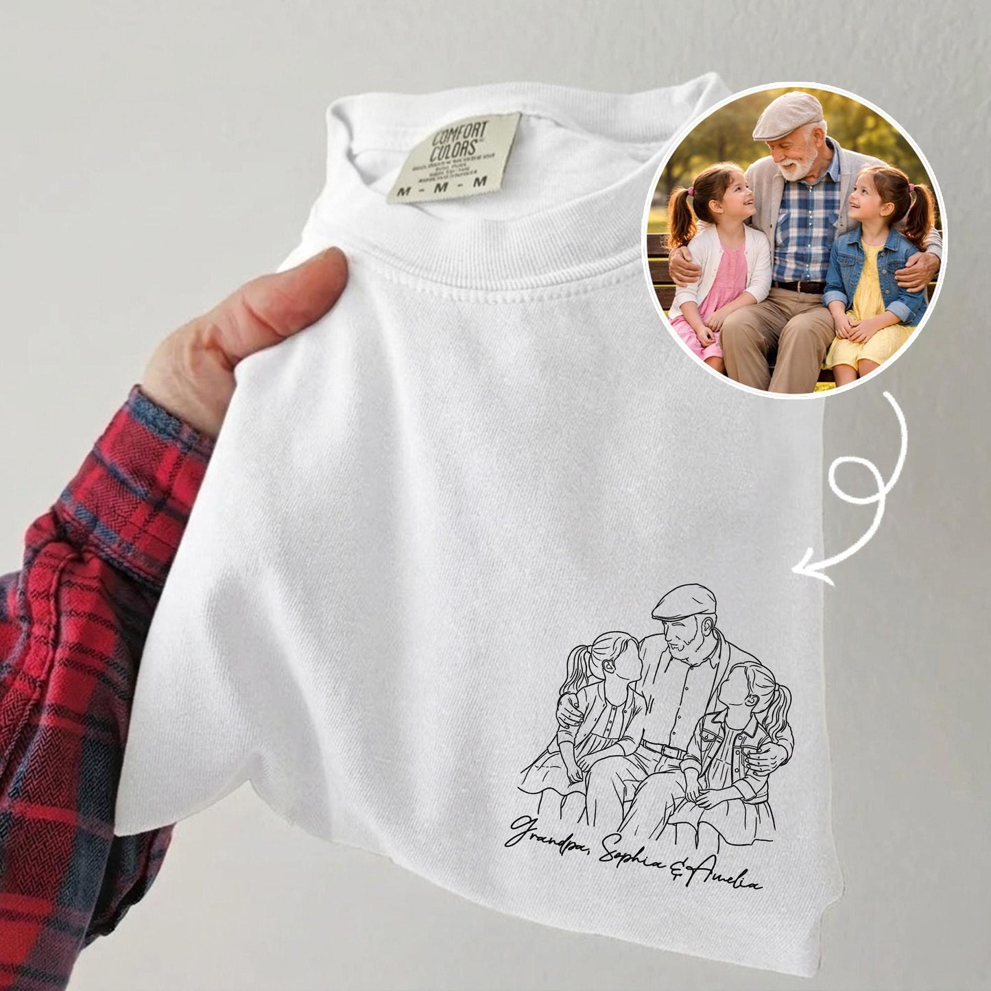 Personalized Grandpa Shirt, Grandfather Shirt Gift from Grandkids, Custom Photo Grandpa Portrait