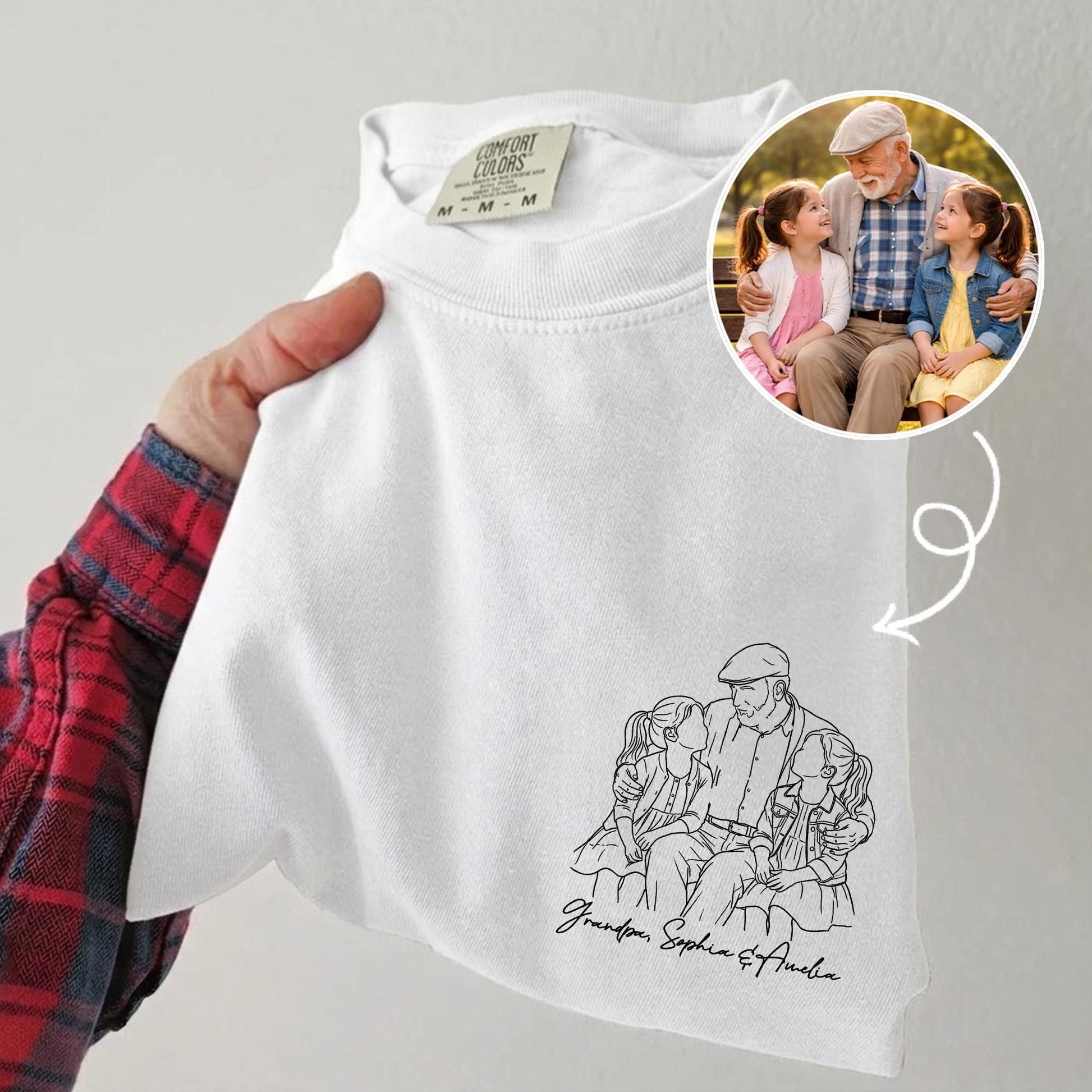 Personalized Grandpa Shirt, Grandfather Shirt Gift from Grandkids, Custom Photo Grandpa Portrait
