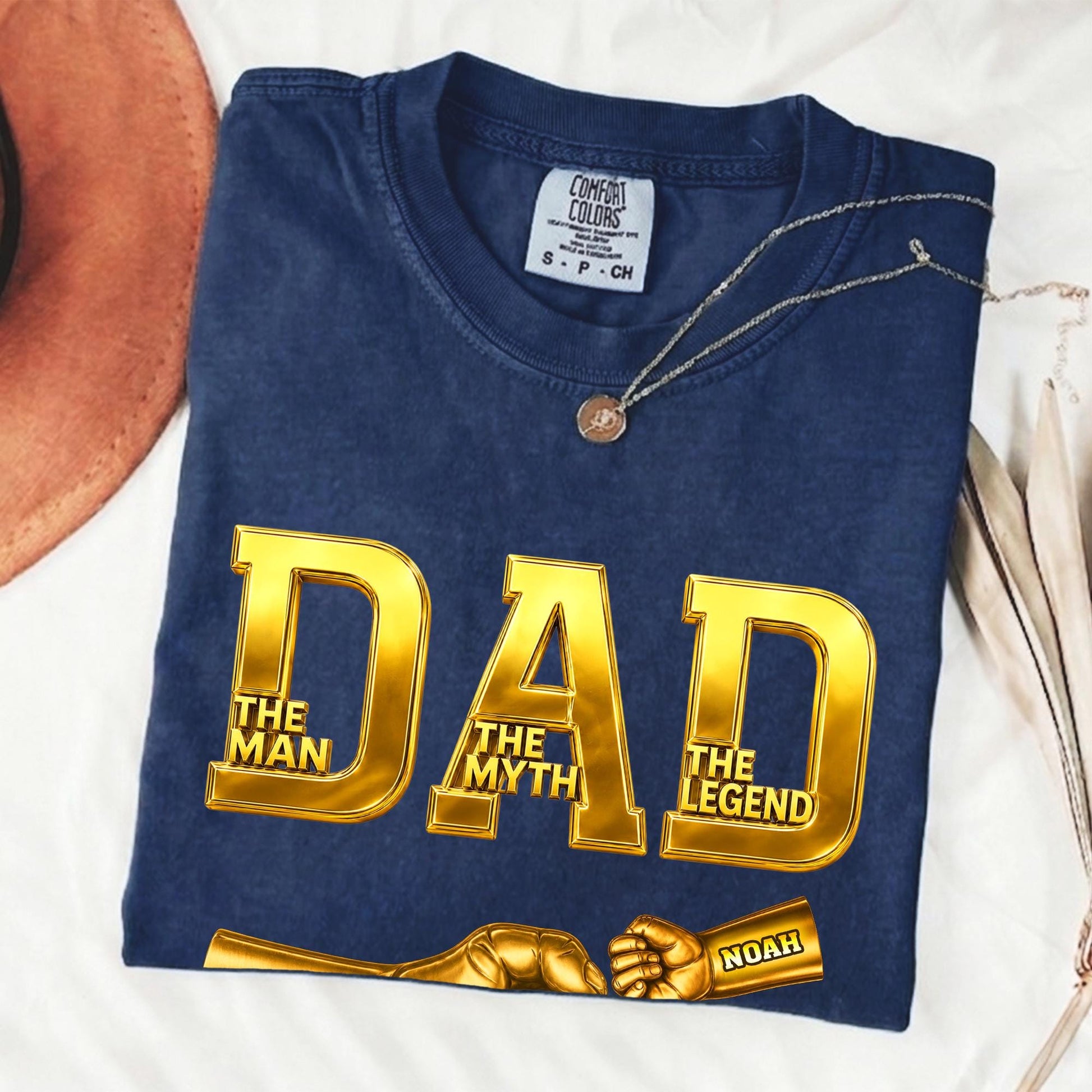 Custom Dad Shirt with Kids Names, Fist Bump Fathers Day Shirt Gifts for Dad, Gift for Husband