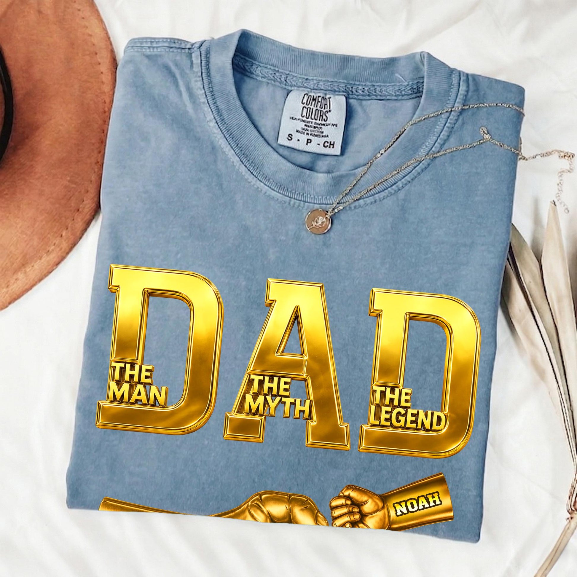 Custom Dad Shirt with Kids Names, Fist Bump Fathers Day Shirt Gifts for Dad, Gift for Husband