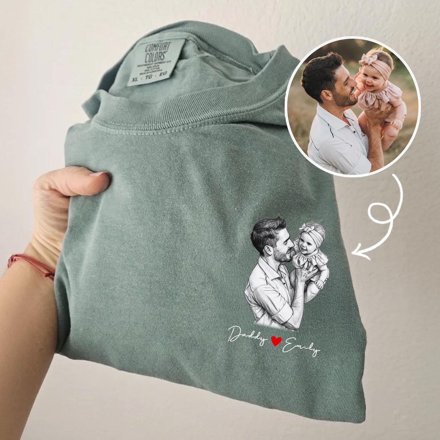 Custom Dad Shirt, Fathers Day Photo Shirt Gifts for Dad, Personalized Dad Portrait Shirt, Gifts for Husband