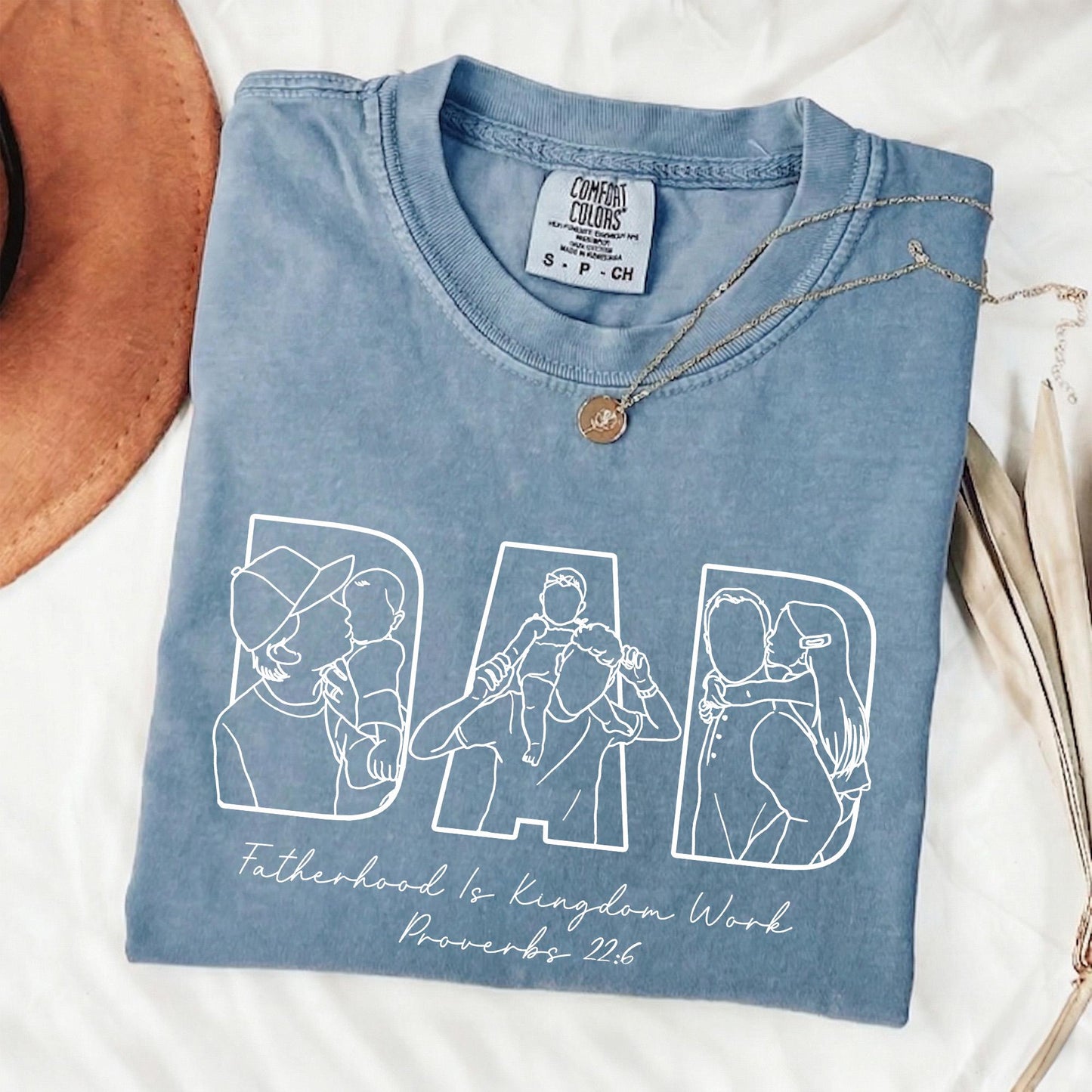 Custom Dad Shirt, Custom Photo Outline Shirt, Father's Day Shirt Gift for Dad Christian