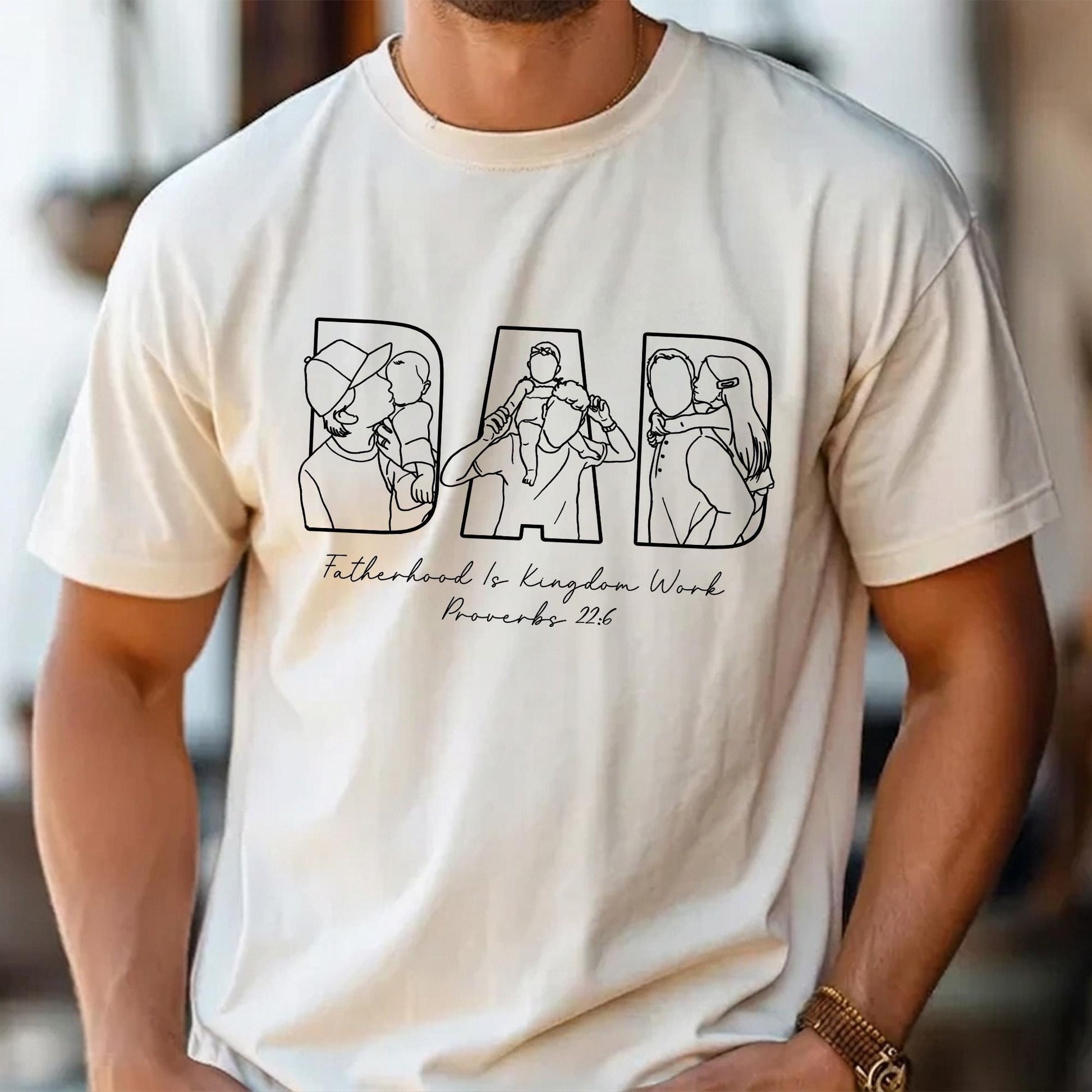 Custom Dad Shirt, Custom Photo Outline Shirt, Father's Day Shirt Gift for Dad Christian