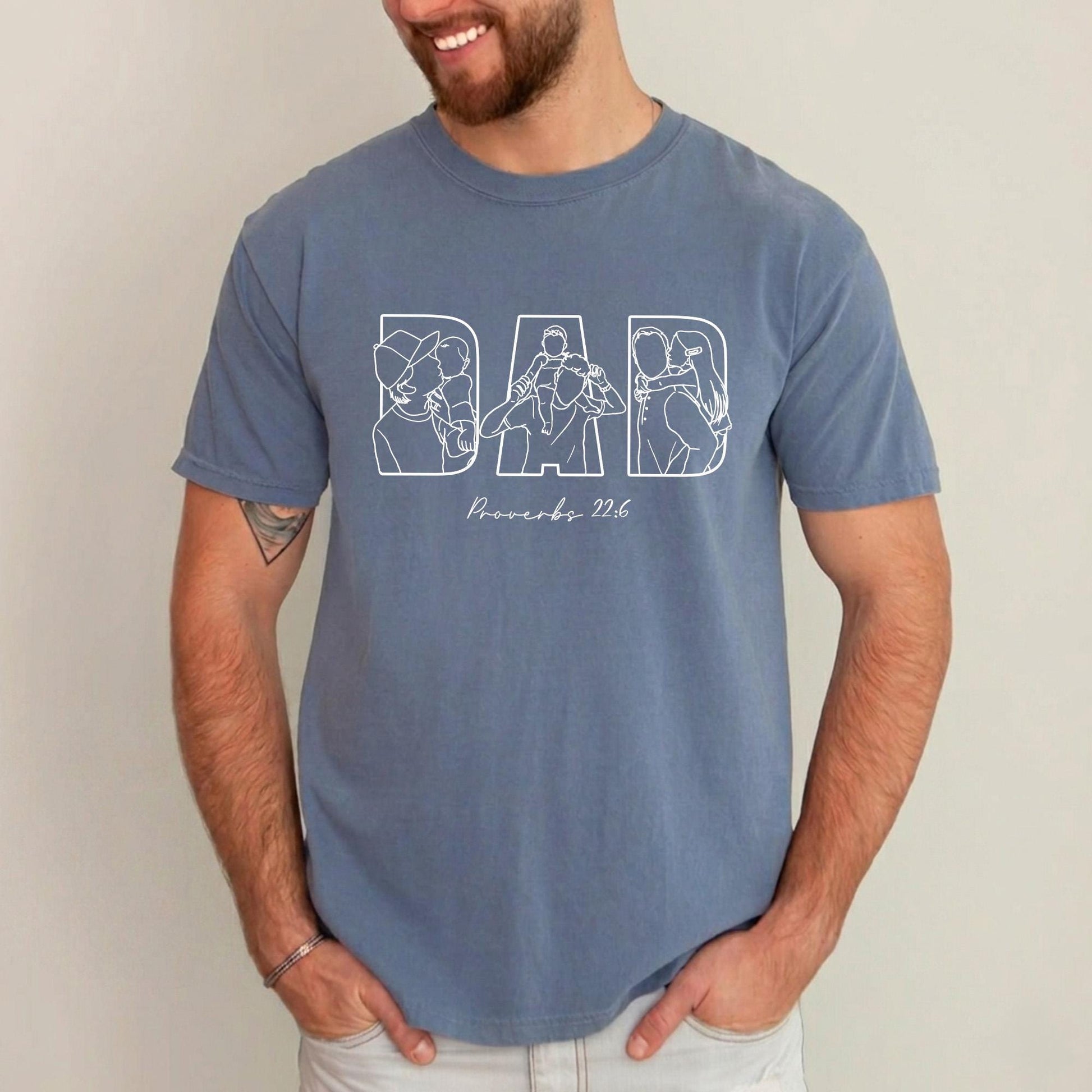 Custom Dad Shirt, Custom Photo Outline Shirt, Father's Day Shirt Gift for Dad Christian