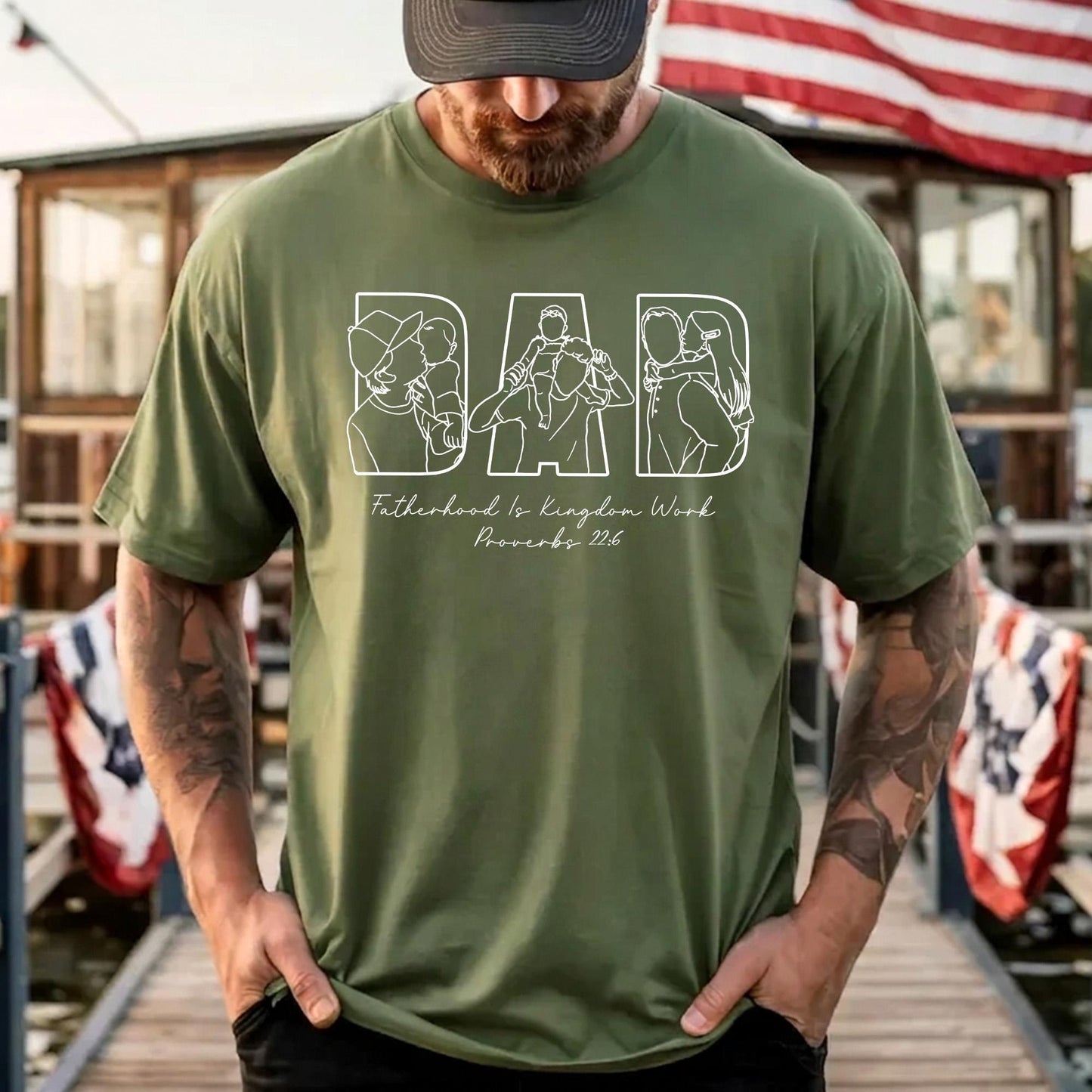 Custom Dad Shirt, Custom Photo Outline Shirt, Father's Day Shirt Gift for Dad Christian