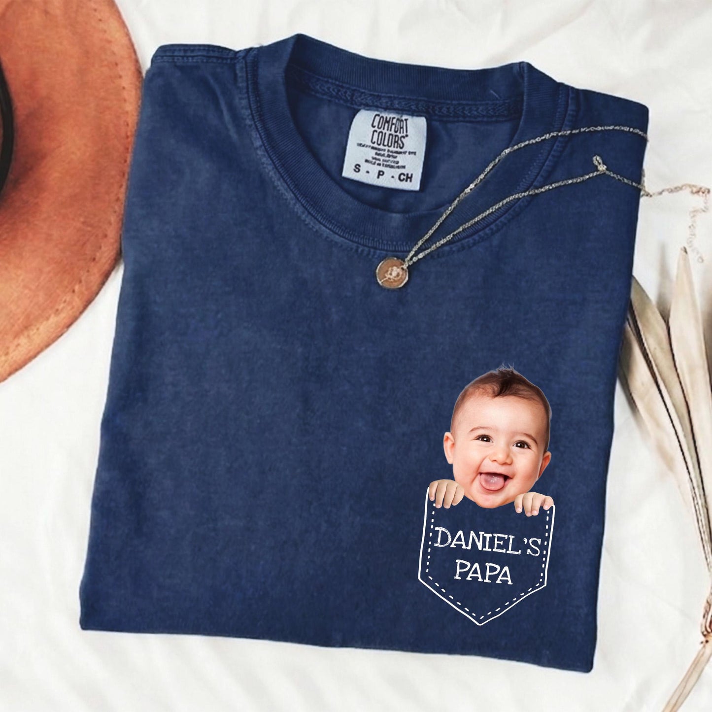 Custom Dad Shirt, Baby Face Photo Dad Shirt, Father's Day Shirt Gift for Husband, Funny Gift for New Dad