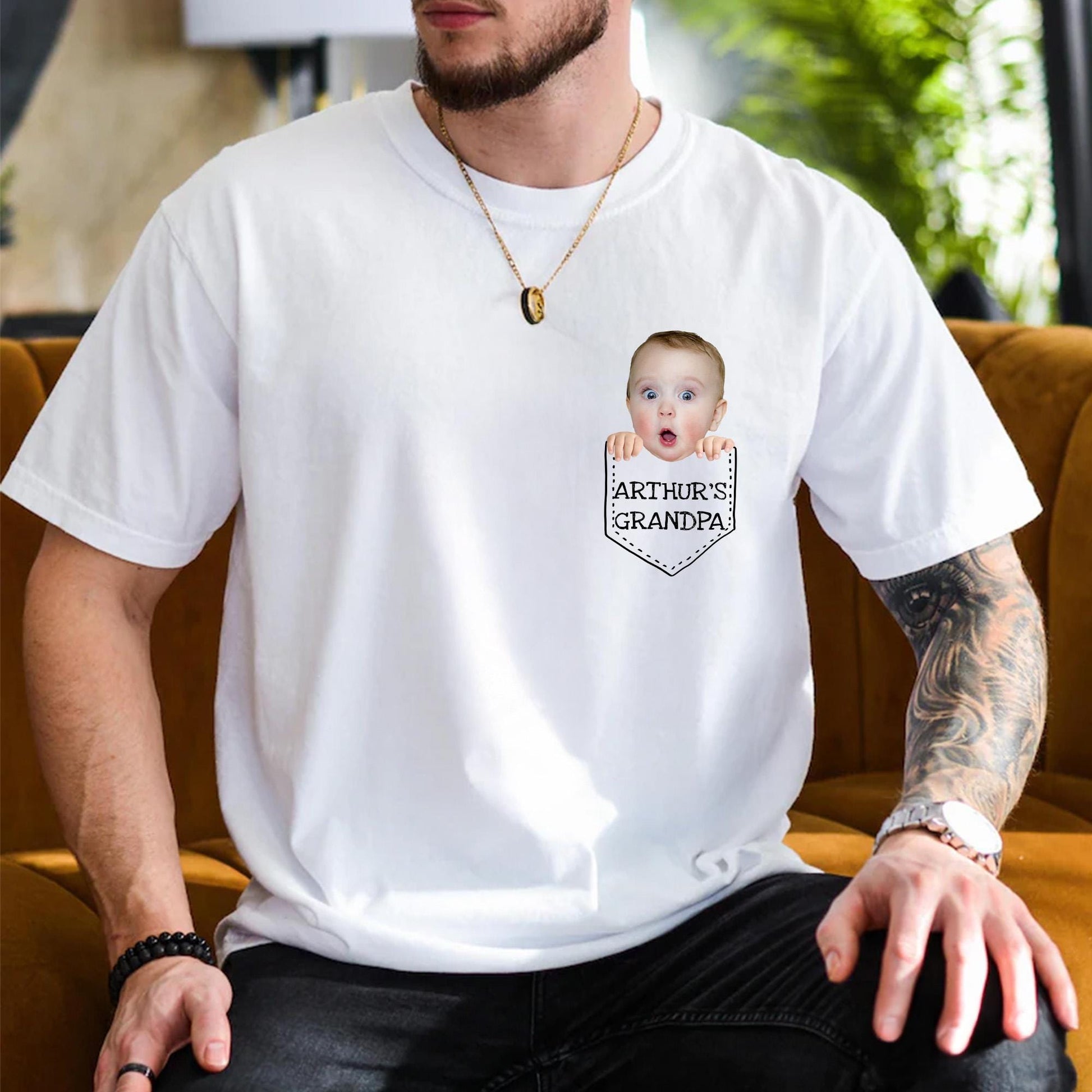Custom Grandpa Photo Shirt, Baby Face Photo Shirt for Grandpa, Father's Day Shirt Gift from Grandkids, Funny Gift for New Grandparent