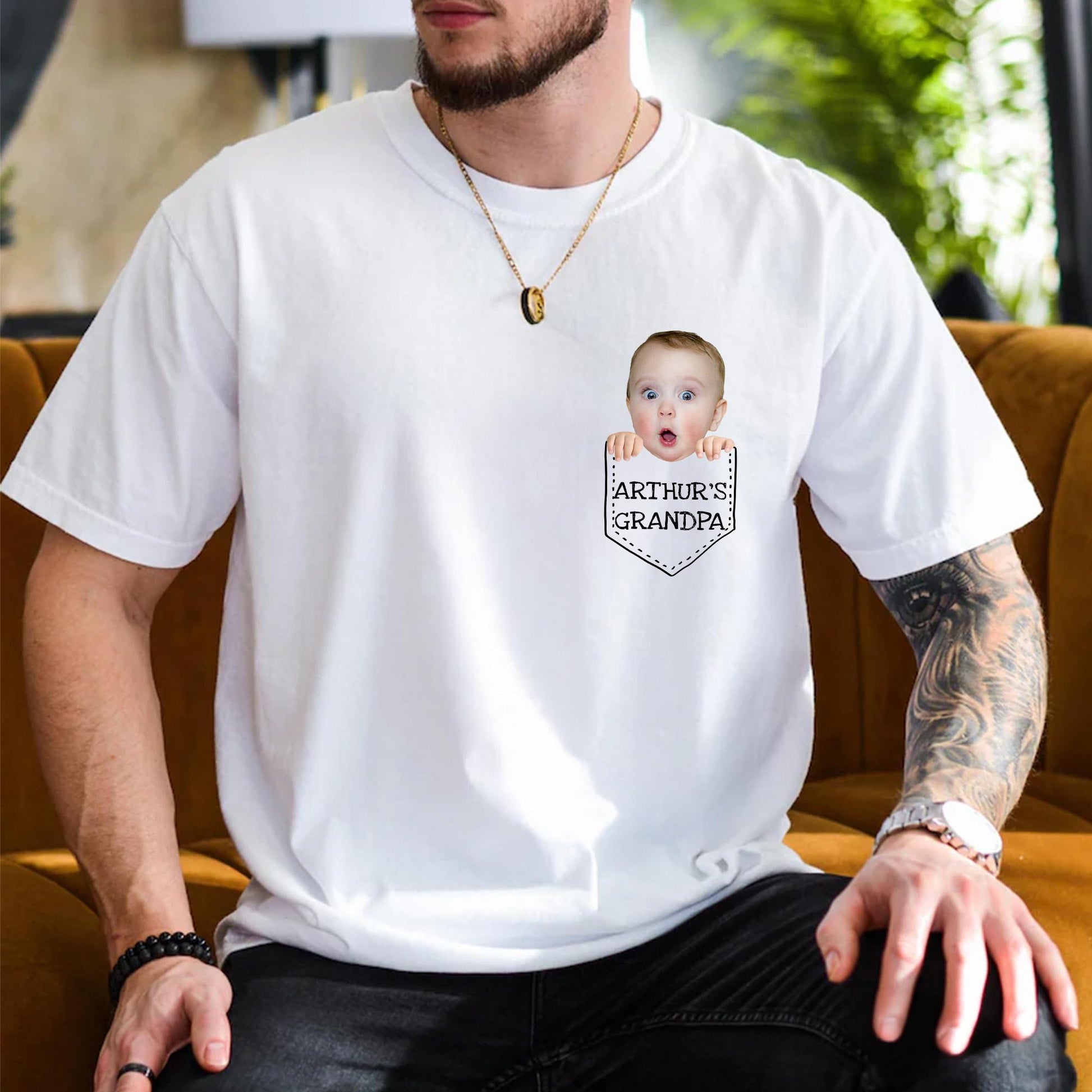 Custom Dad Shirt, Baby Face Photo Dad Shirt, Father's Day Shirt Gift for Husband, Funny Gift for New Dad
