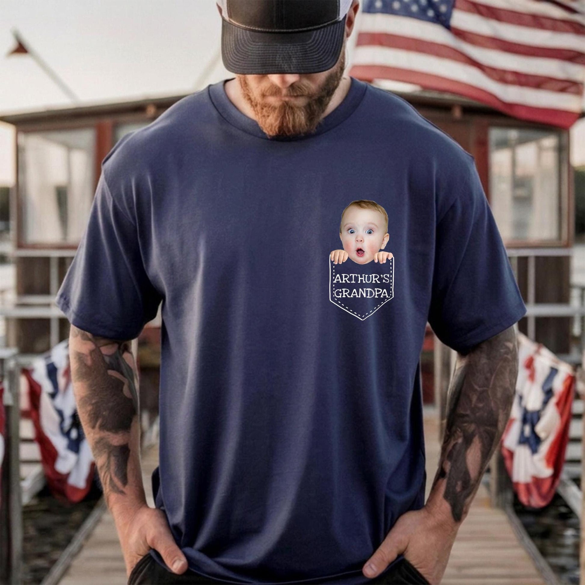 Custom Grandpa Photo Shirt, Baby Face Photo Shirt for Grandpa, Father's Day Shirt Gift from Grandkids, Funny Gift for New Grandparent