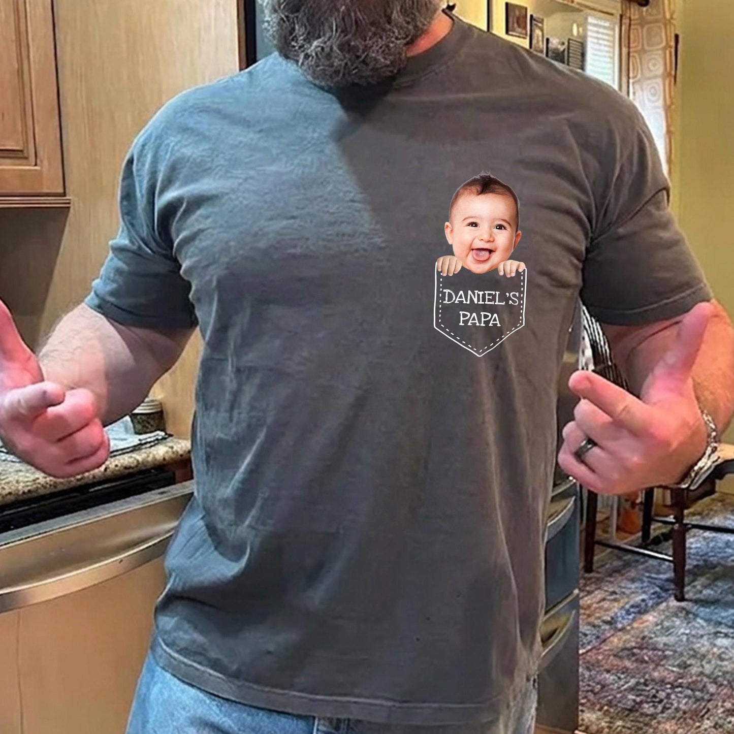 Custom Dad Shirt, Baby Face Photo Dad Shirt, Father's Day Shirt Gift for Husband, Funny Gift for New Dad