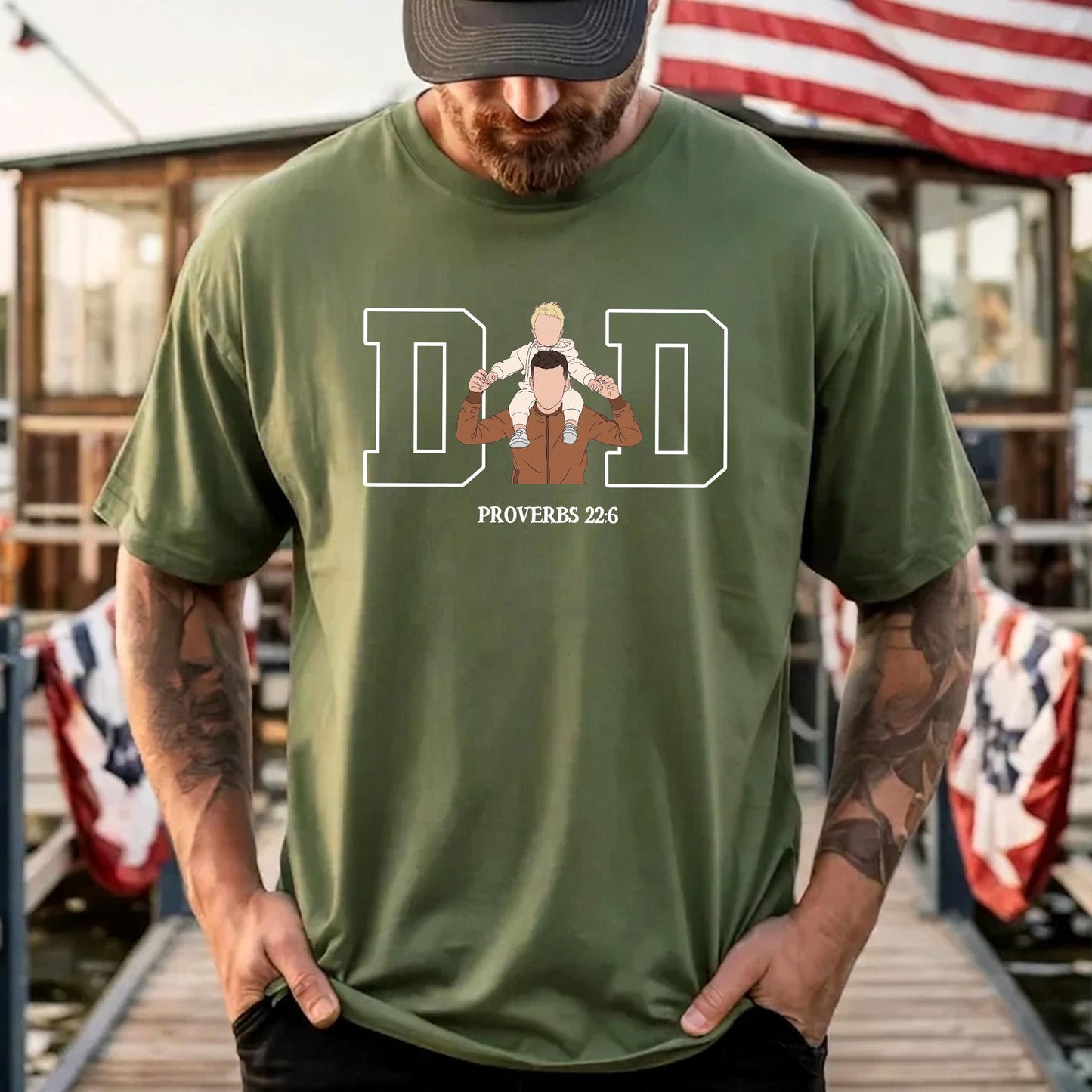 Custom Dad Shirt, Dad Portrait From Photo T-Shirt, Fathers Day Gift for Dad Christian, Dad Birthday Gift