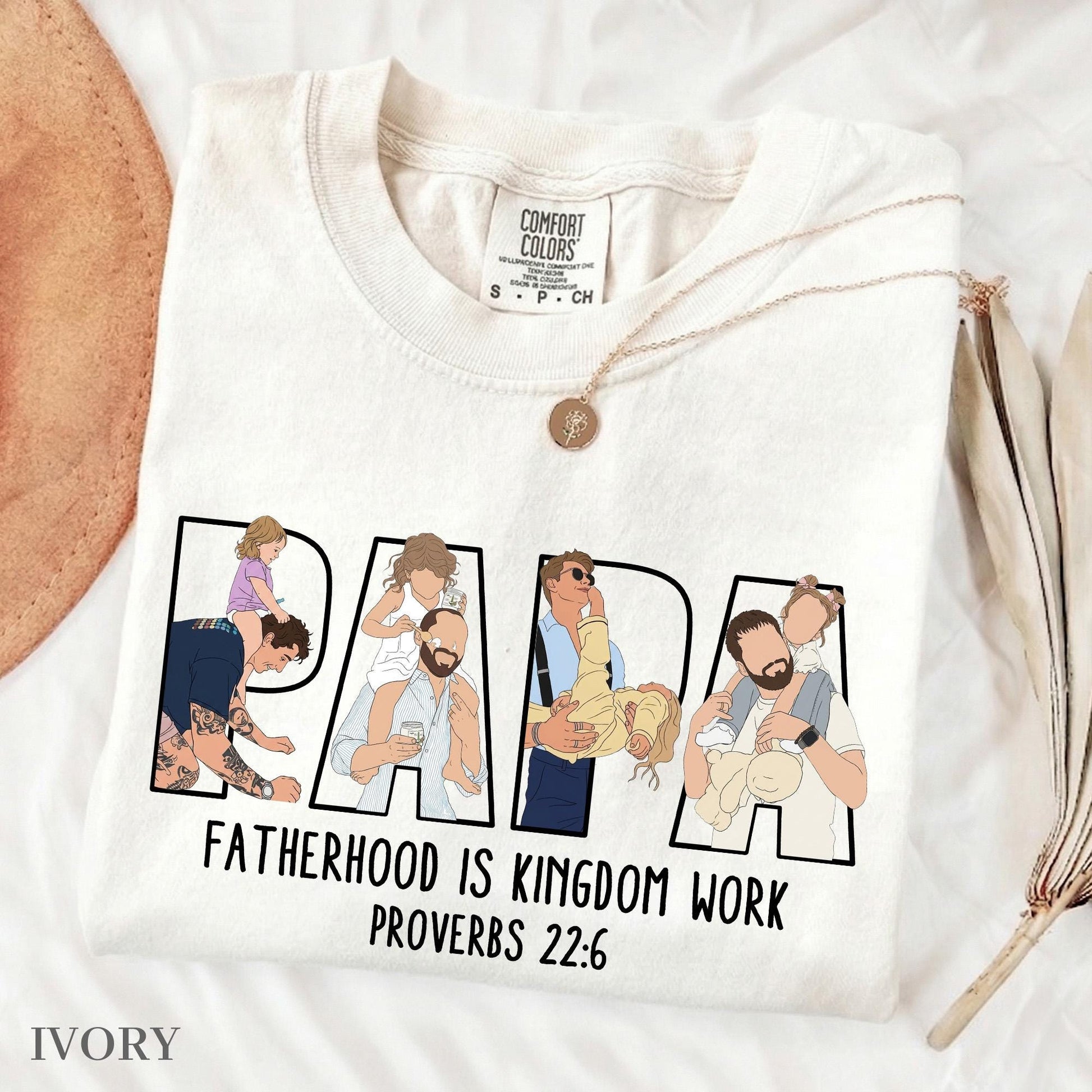 Personalized Papa Portrait Shirt, Custom Dad Christian Photo Shirt, Father's Day Shirt Gift for Husband