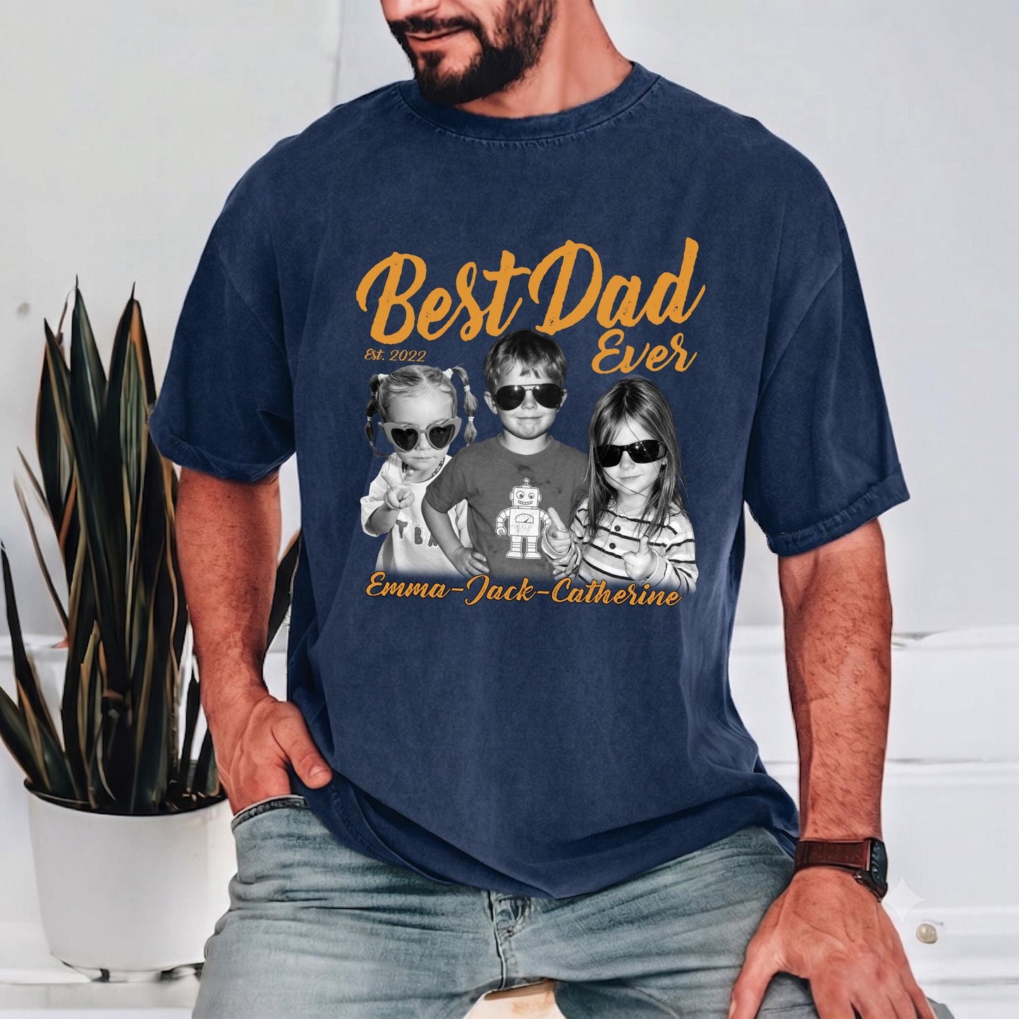 Custom Dad Vintage Photo Shirt, Fathers Day Shirt Gift for Dad, Best Dad Ever Shirt, Dad Birthday Gift from Kids