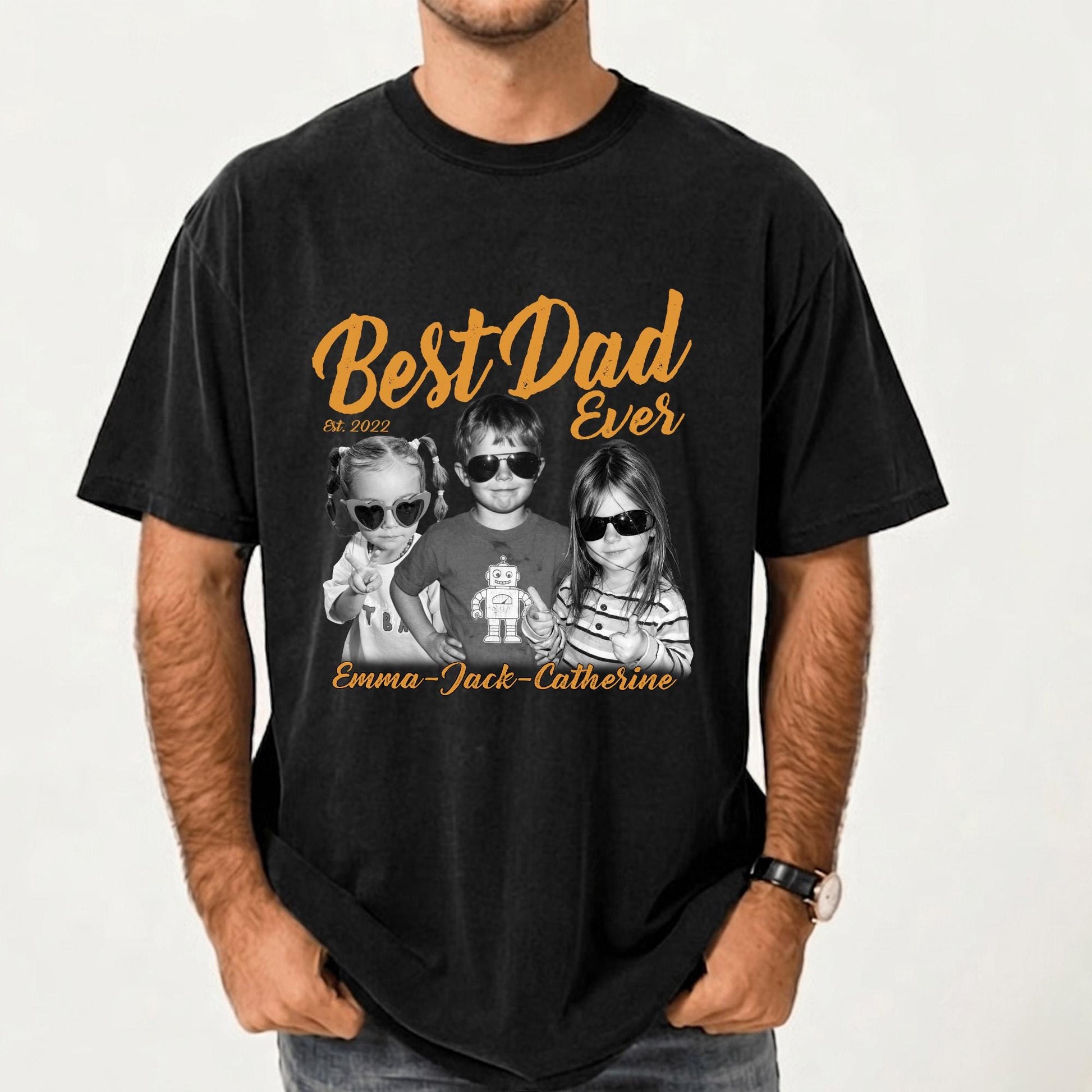 Custom Dad Vintage Photo Shirt, Fathers Day Shirt Gift for Dad, Best Dad Ever Shirt, Dad Birthday Gift from Kids