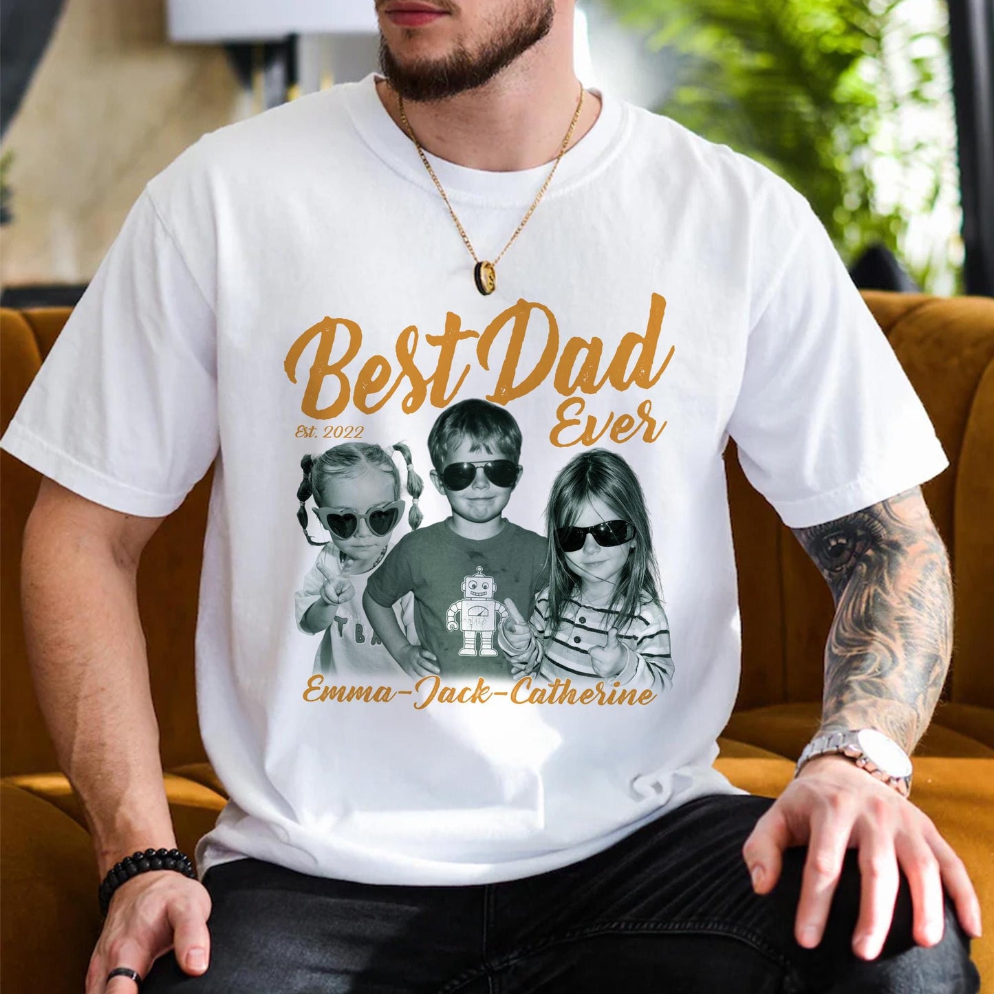 Custom Dad Vintage Photo Shirt, Fathers Day Shirt Gift for Dad, Best Dad Ever Shirt, Dad Birthday Gift from Kids