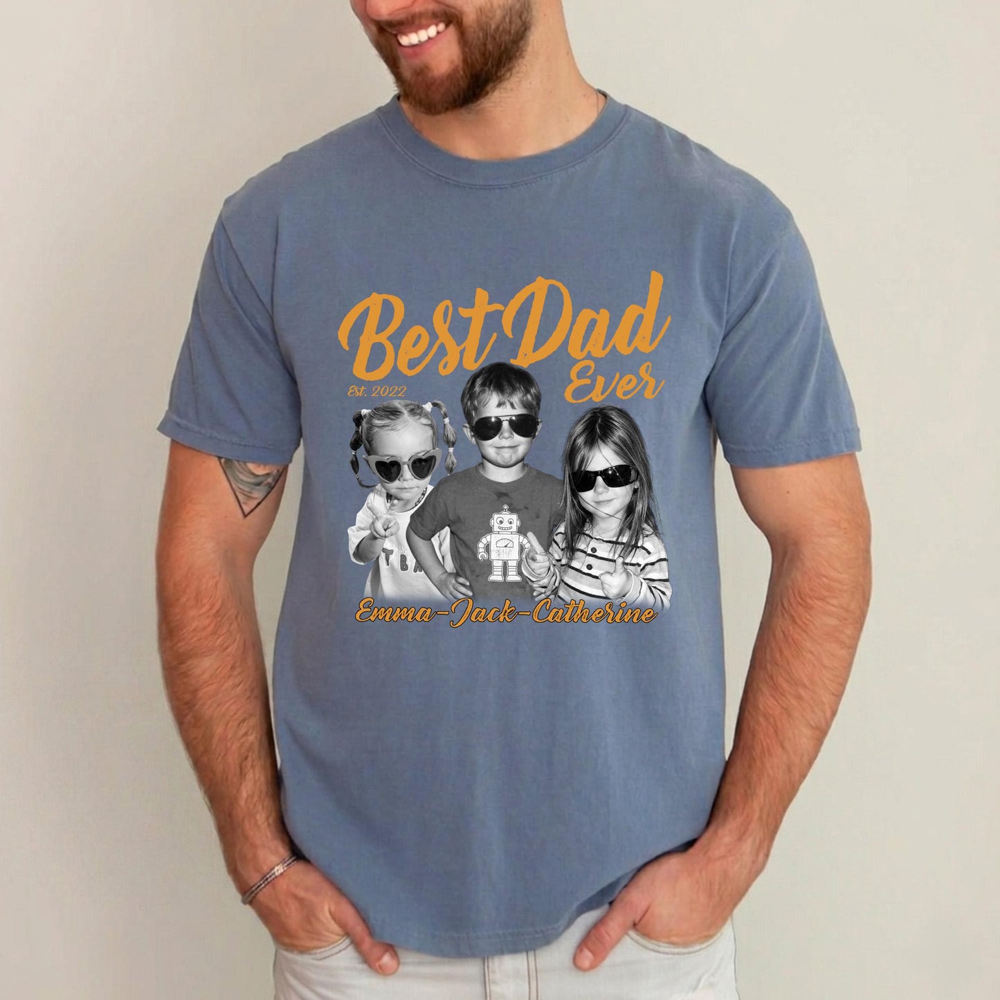 Custom Dad Vintage Photo Shirt, Fathers Day Shirt Gift for Dad, Best Dad Ever Shirt, Dad Birthday Gift from Kids