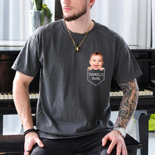 Custom Dad Shirt, Baby Face Photo Dad Shirt, Father's Day Shirt Gift for Husband, Funny Gift for New Dad