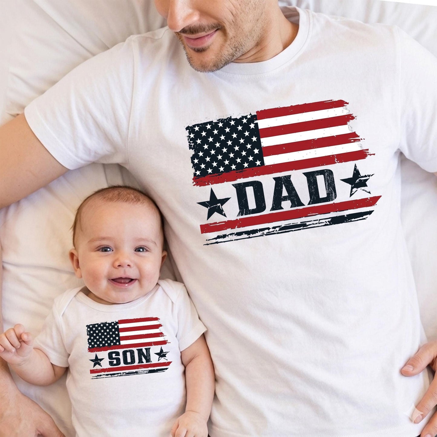 Patriotic Father's Day Gift for Husband, Personalized Dad and Daughter Matching Shirts, Custom Dad America Shirt