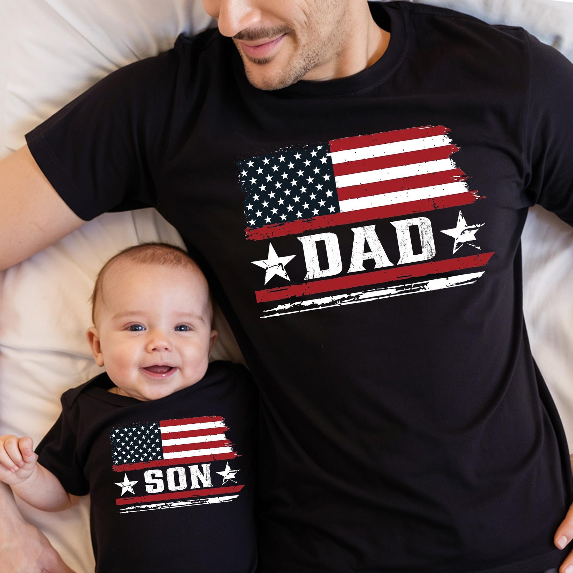 Personalized Dad and Daughter America Shirt, First Father's Day Shirt Gift for Husband, Dad USA Matching Shirt With Baby