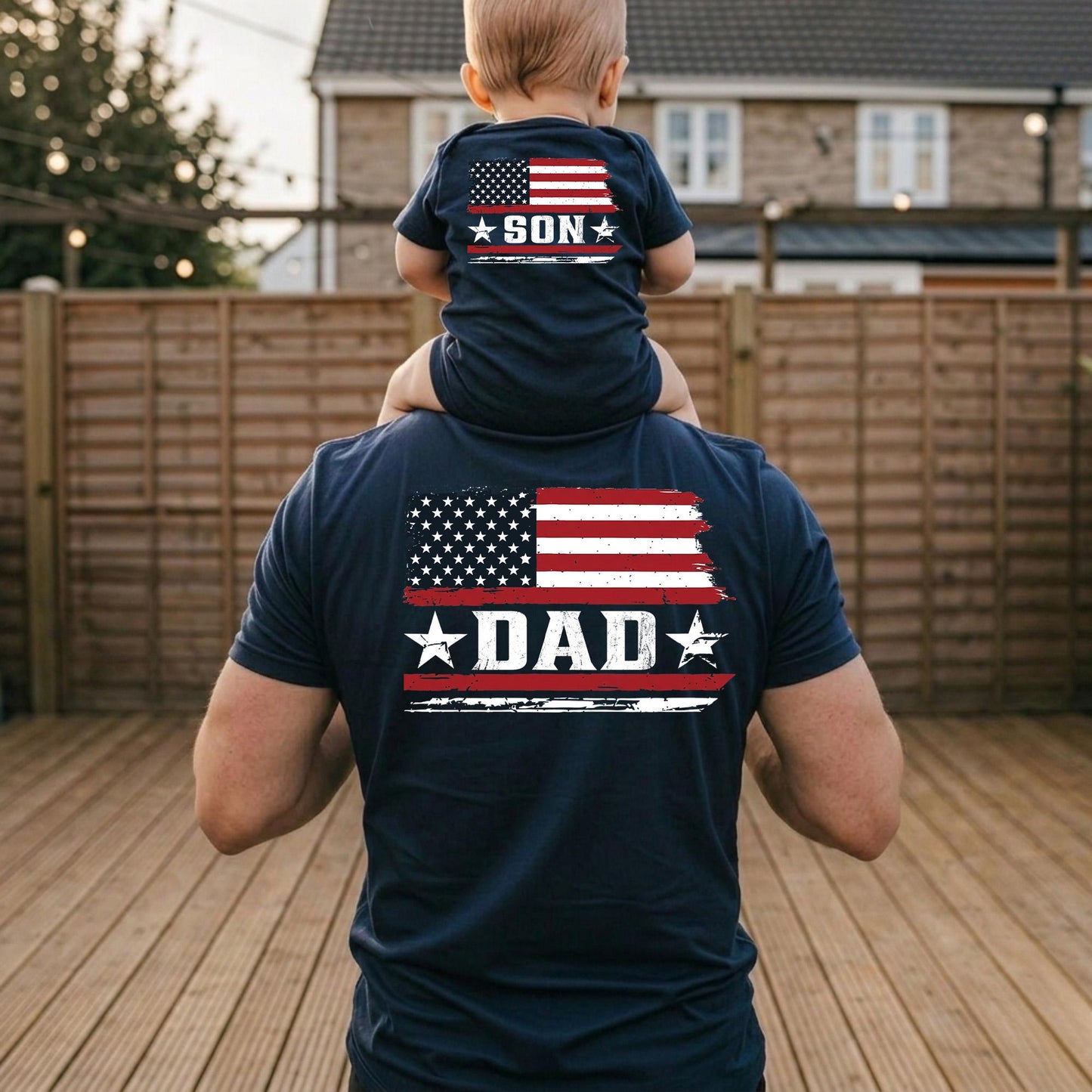 Personalized Dad and Son America Shirt, Custom Dad Shirt Father's Day Gift for Husband, 4th of July Shirt, Matching Dad and Baby Tee