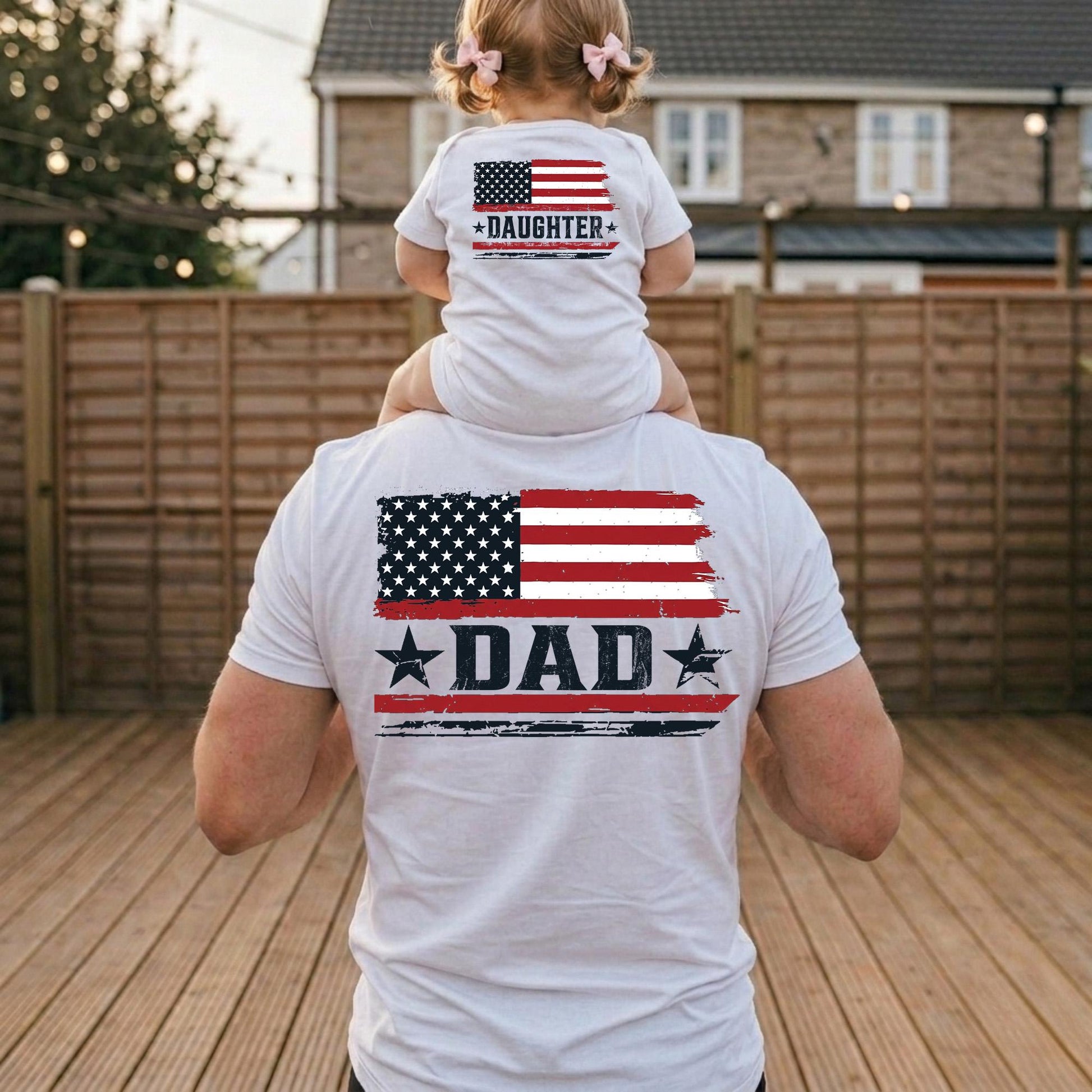 Personalized Dad and Son America Shirt, Custom Dad Shirt Father's Day Gift for Husband, 4th of July Shirt, Matching Dad and Baby Tee