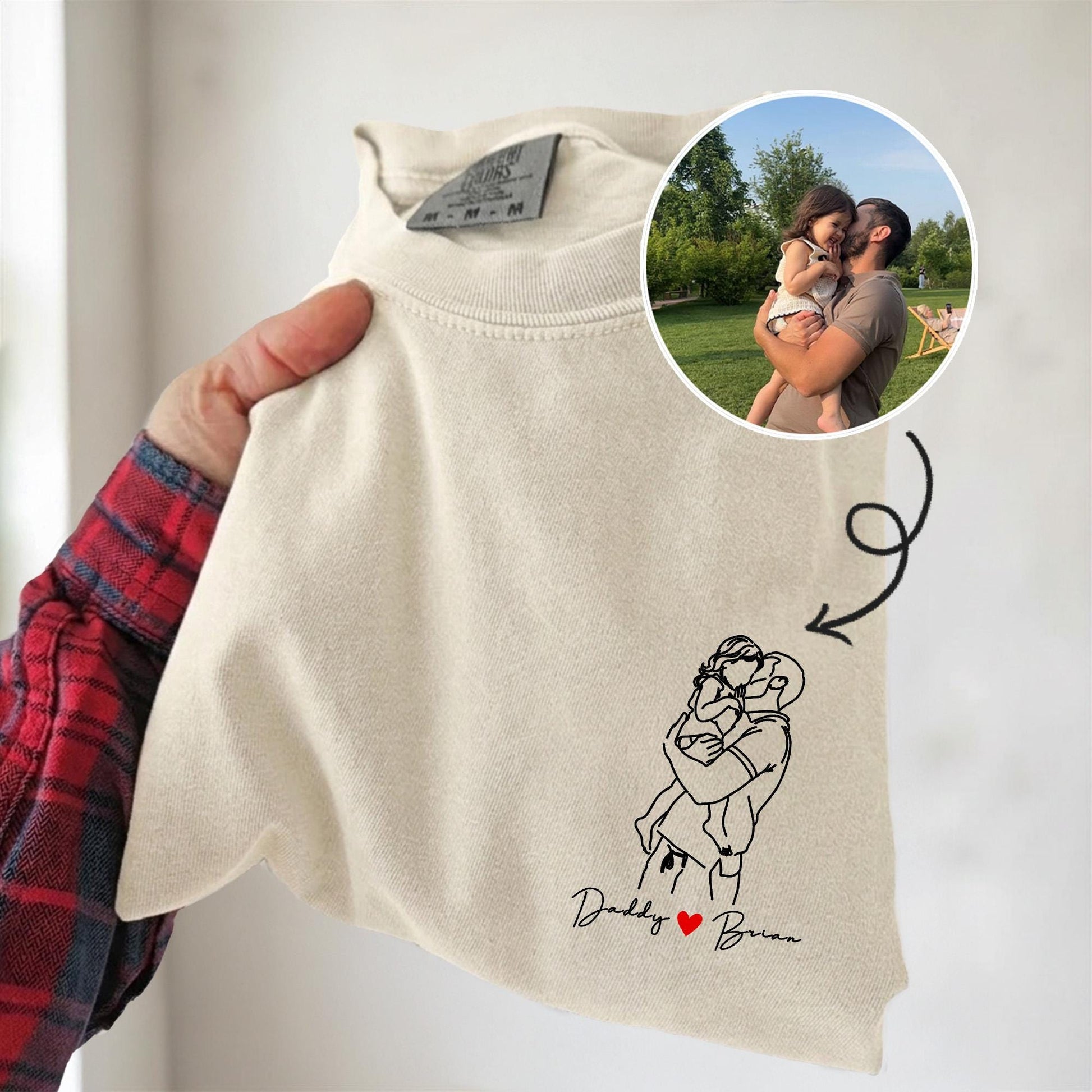 Custom Dad Shirt, Father's Day Shirt Gift for Husband, Custom Photo Outline Gift for Dad, New Dad T-Shirt