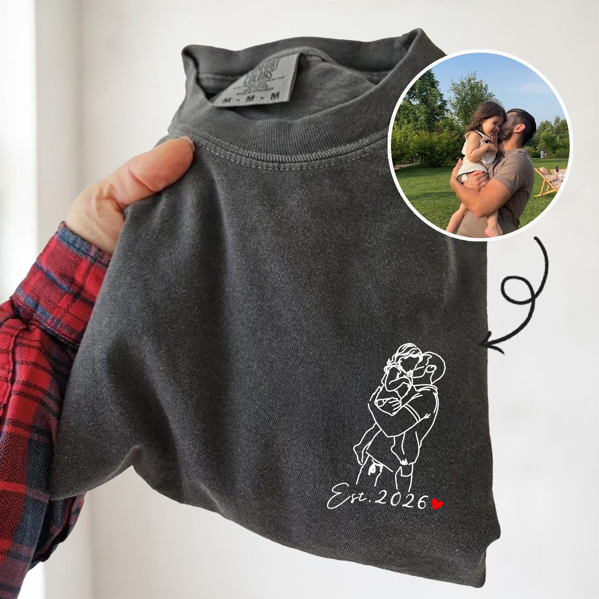 Custom Dad Shirt, Father's Day Shirt Gift for Husband, Custom Photo Outline Gift for Dad, New Dad T-Shirt