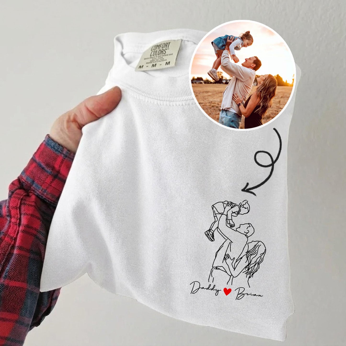 Custom Dad Photo Fathers Day Shirt, Personalized Dad Portrait Shirt, Father's Day Gift for Dad, Husband Birthday Gift Family Photo Shirt