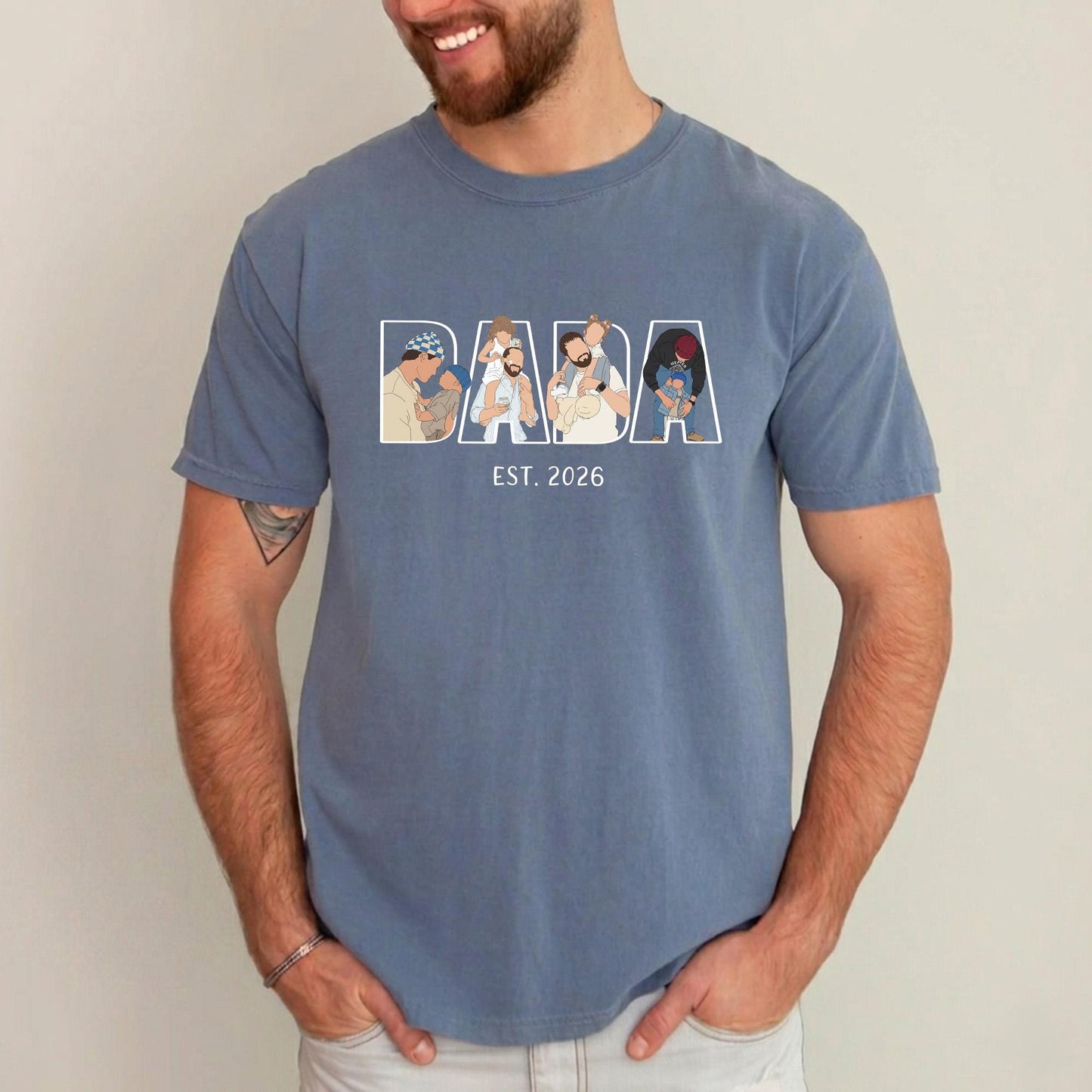 Personalized Dad Portrait Shirt, Personalized Dada Portrait T-Shirt, Father's Day Gift for Husband, New Dad Gift