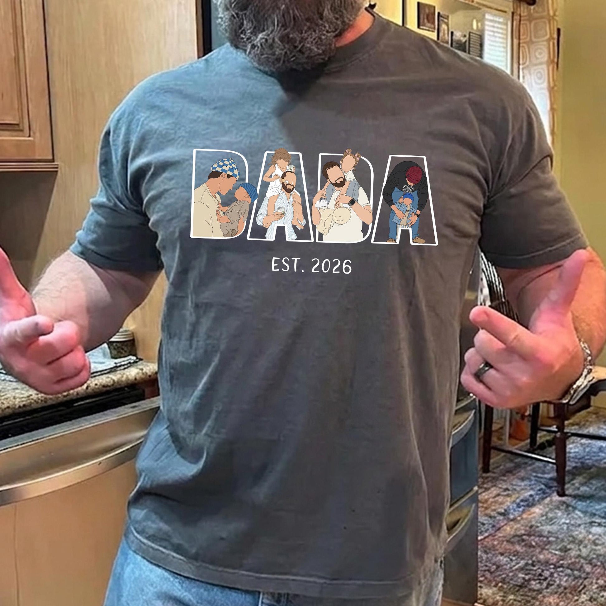 Personalized Dad Portrait Shirt, Personalized Dada Portrait T-Shirt, Father's Day Gift for Husband, New Dad Gift