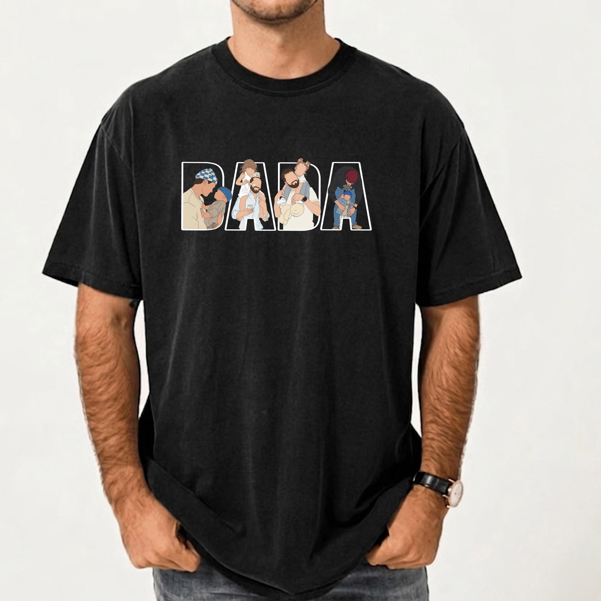 Personalized Dad Portrait Shirt, Personalized Dada Portrait T-Shirt, Father's Day Gift for Husband, New Dad Gift