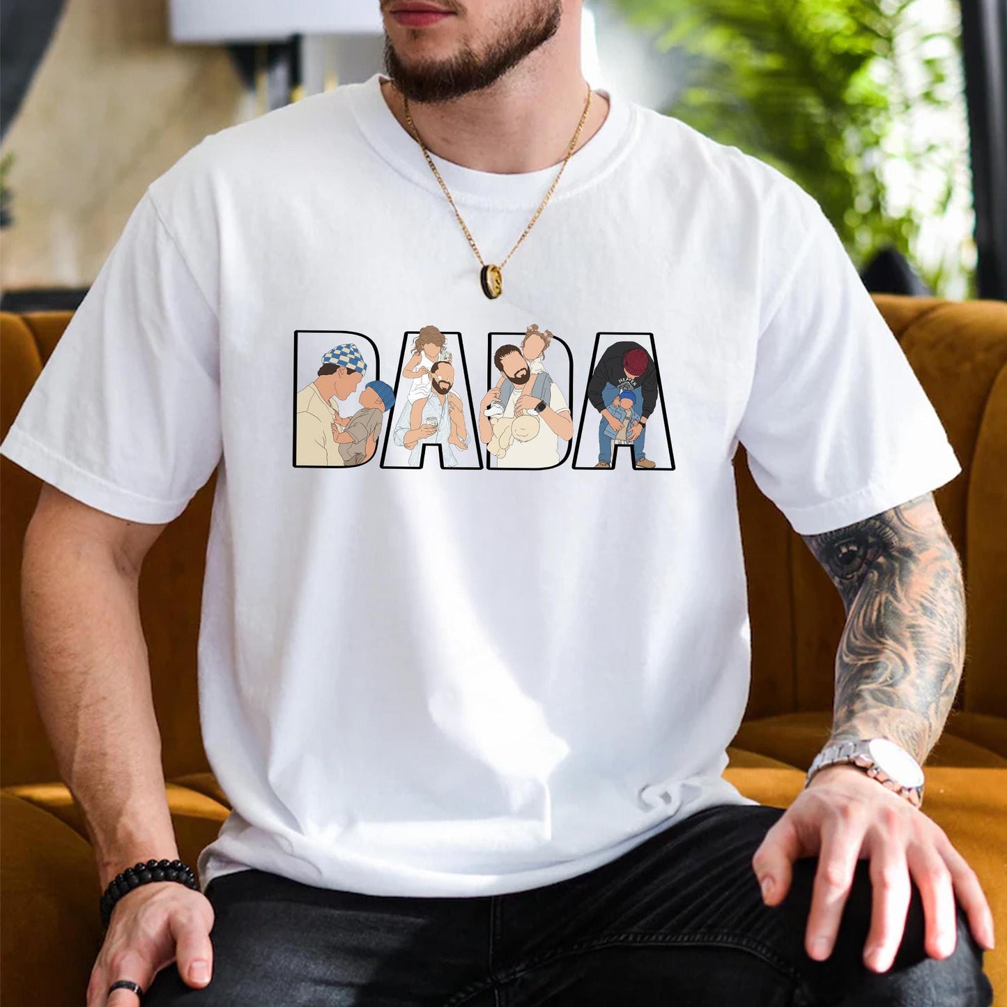 Personalized Dad Portrait Shirt, Personalized Dada Portrait T-Shirt, Father's Day Gift for Husband, New Dad Gift