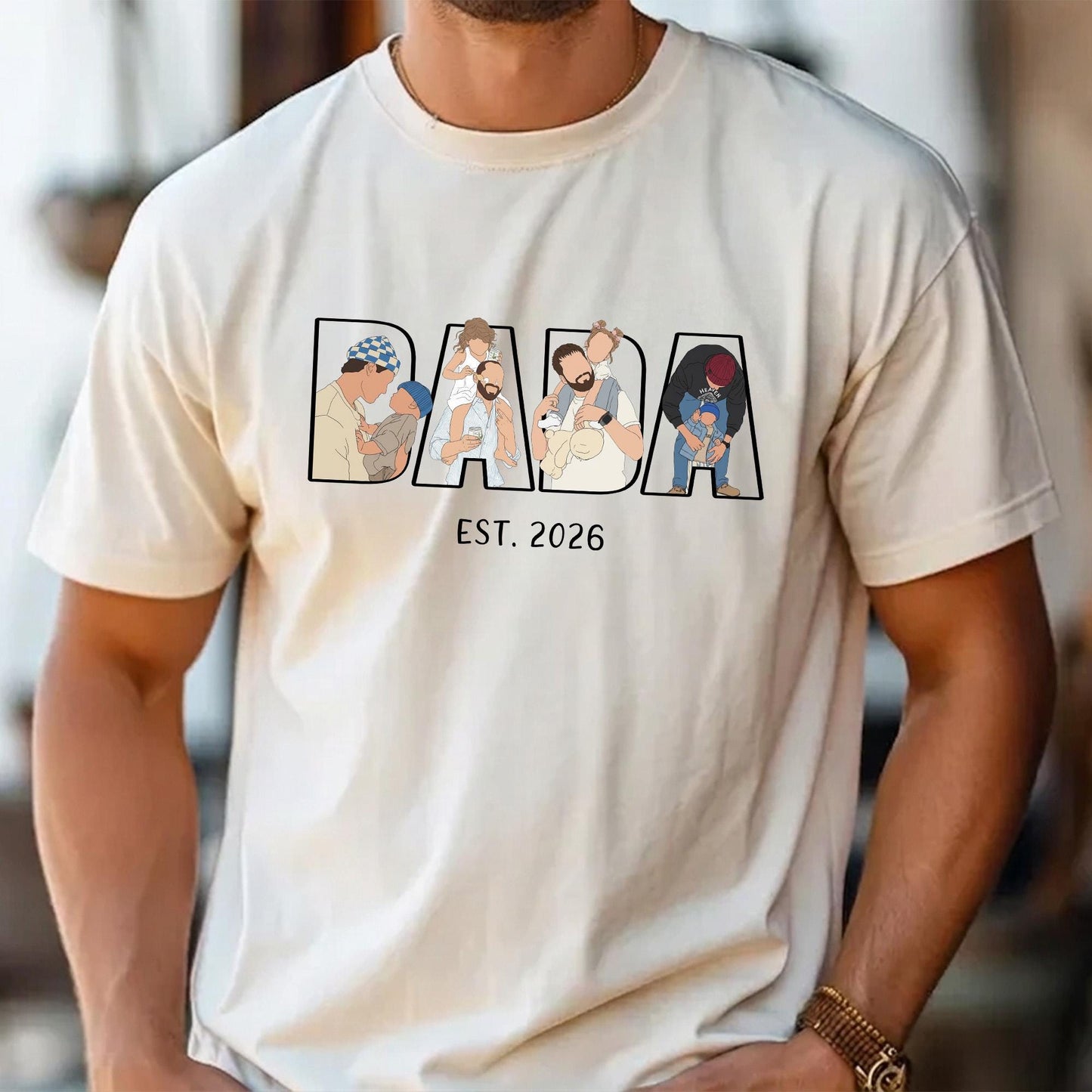 Personalized Dad Portrait Shirt, Personalized Dada Portrait T-Shirt, Father's Day Gift for Husband, New Dad Gift