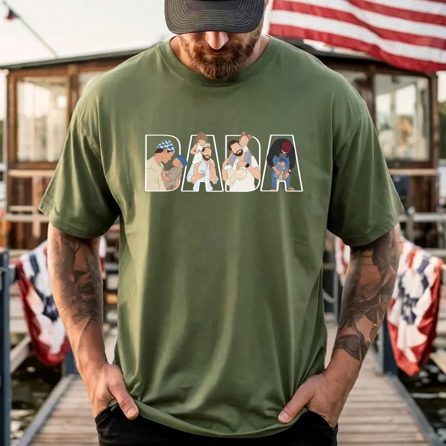 Personalized Dad Portrait Shirt, Personalized Dada Portrait T-Shirt, Father's Day Gift for Husband, New Dad Gift