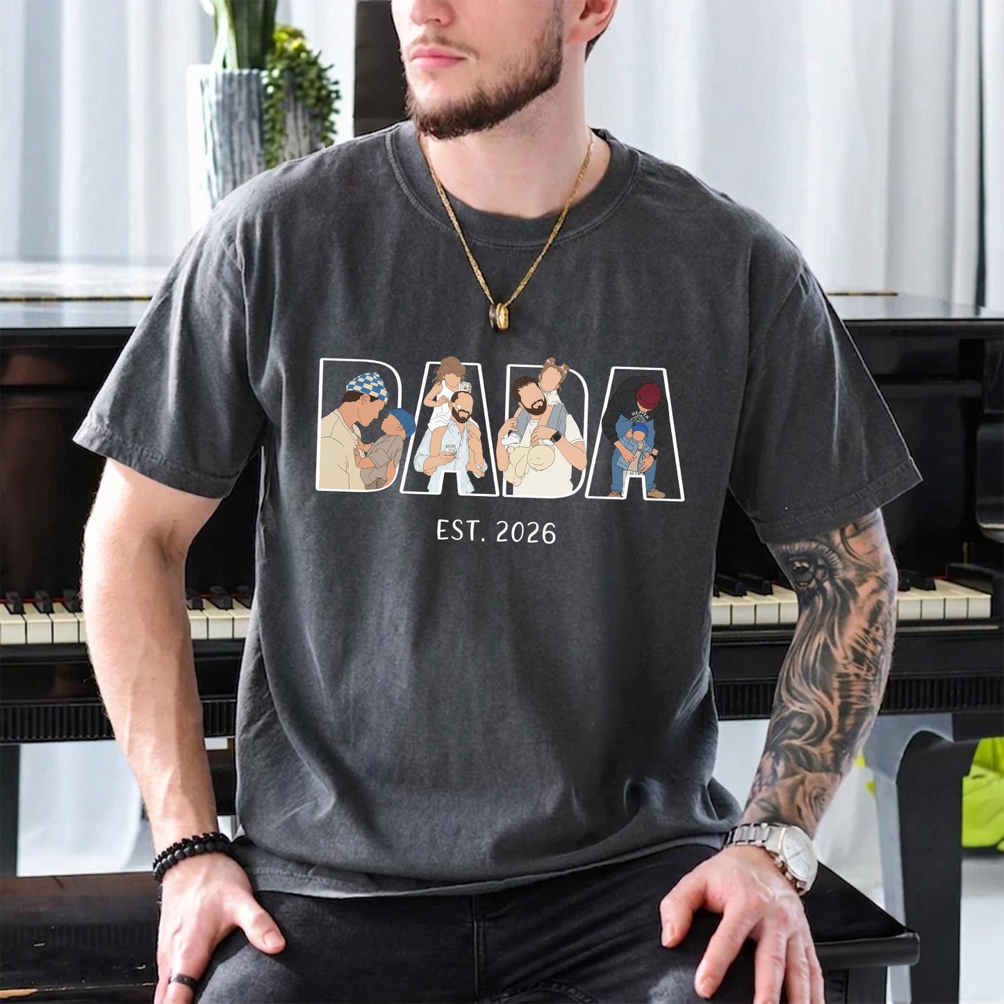 Personalized Dad Portrait Shirt, Personalized Dada Portrait T-Shirt, Father's Day Gift for Husband, New Dad Gift